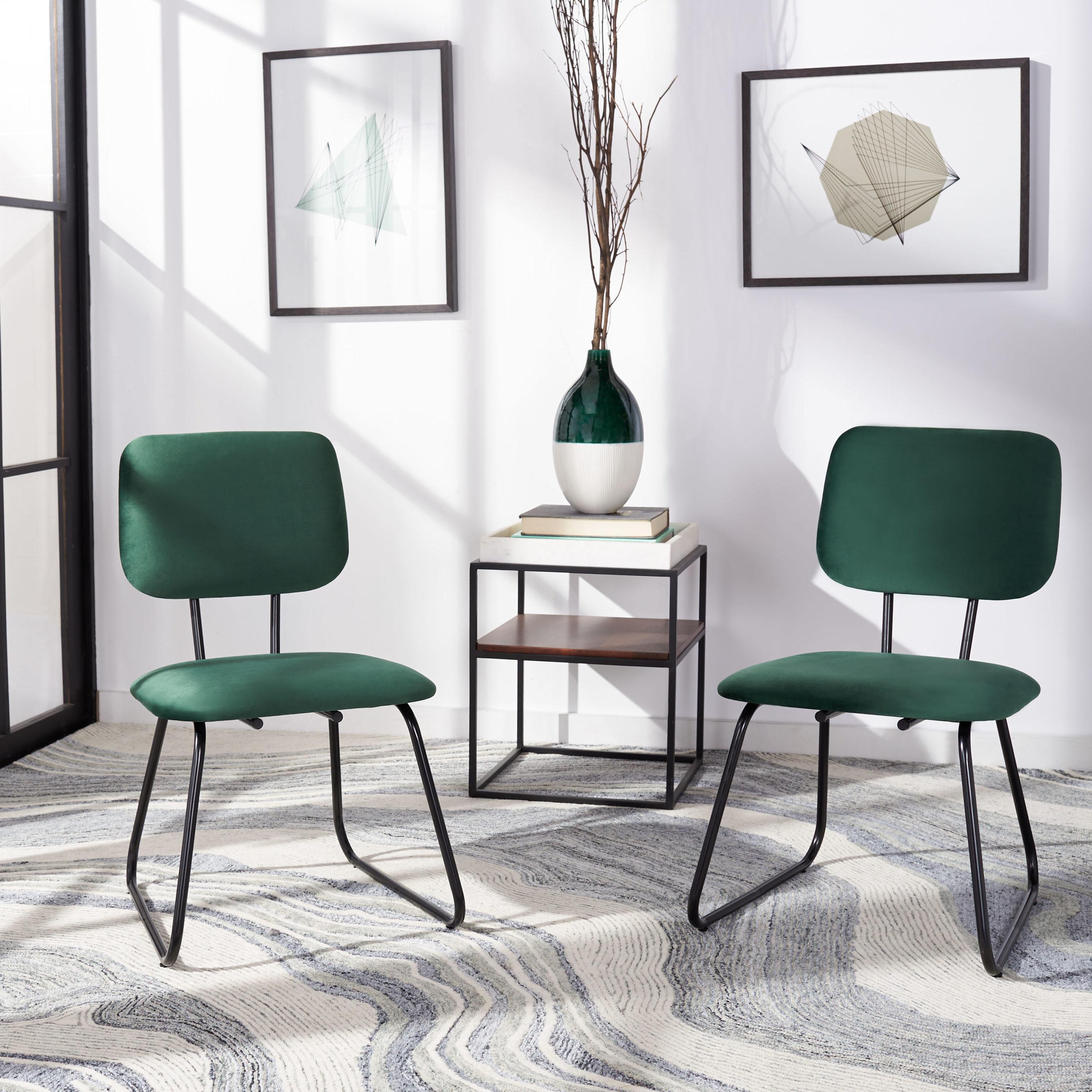 Chavelle Side Chair (Set Of 2) - Malachite Green/Black - Safavieh