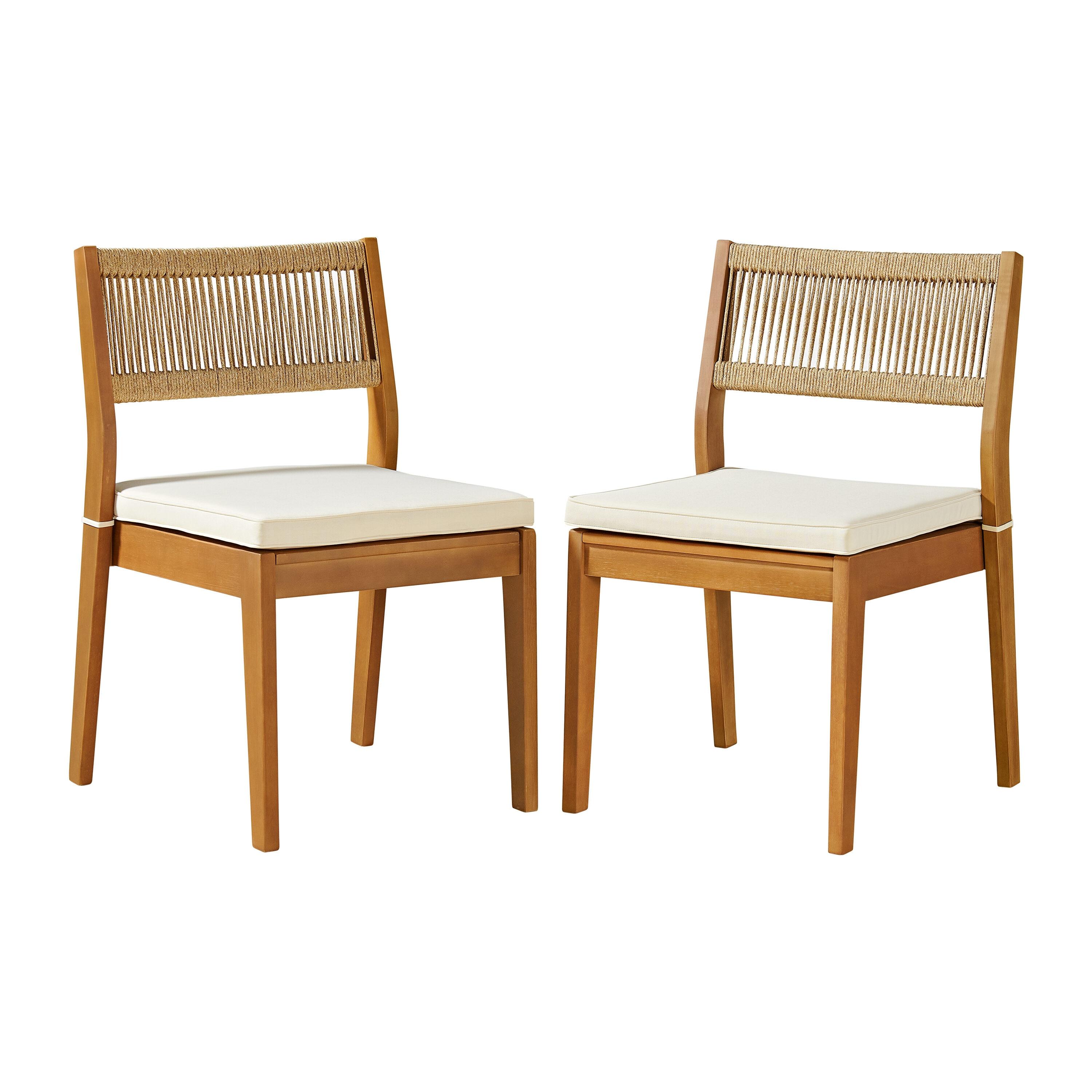 Alaterre Furniture 2pc Barton Outdoor Weather Resistant Stackable Dining Chairs with Cushions