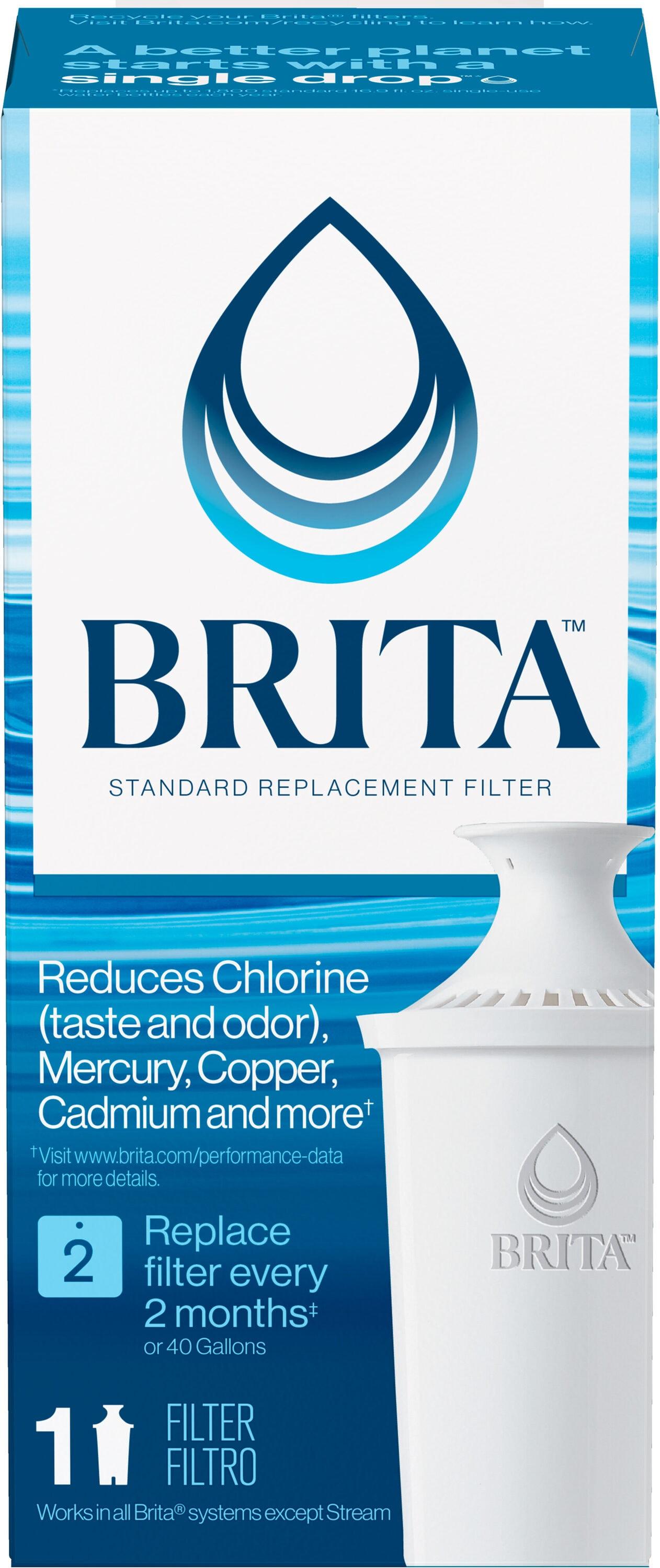 Brita Refillable Product Solutions Advanced Replacement Water Filter for Pitchers: Reduces Odors, Filters Chlorine & Heavy Metals