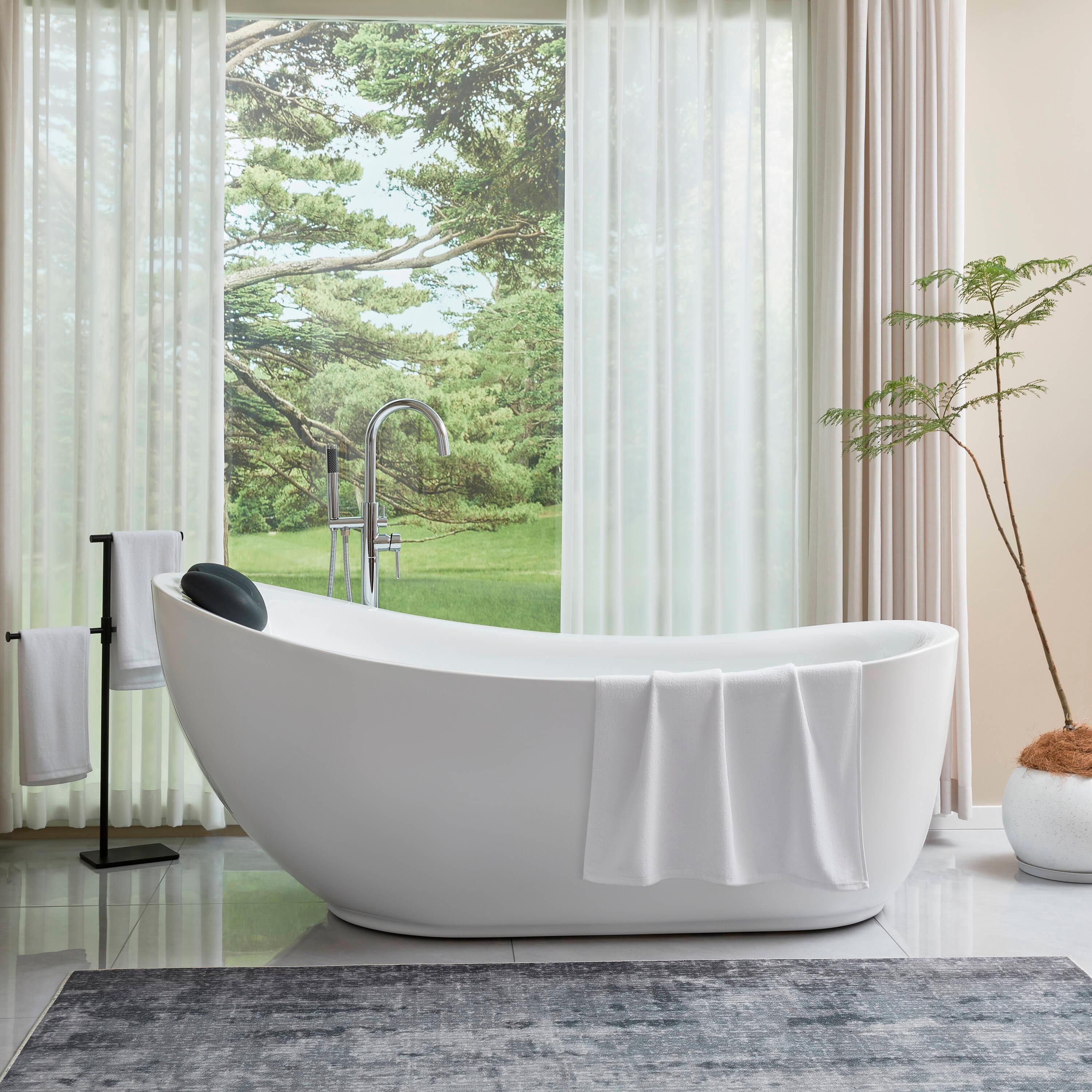 Vanity Art 71" x 34" Acrylic Freestanding Bathtub Contemporary Soaking Tub with Overflow and Pop-Up Drain, VA6512-L