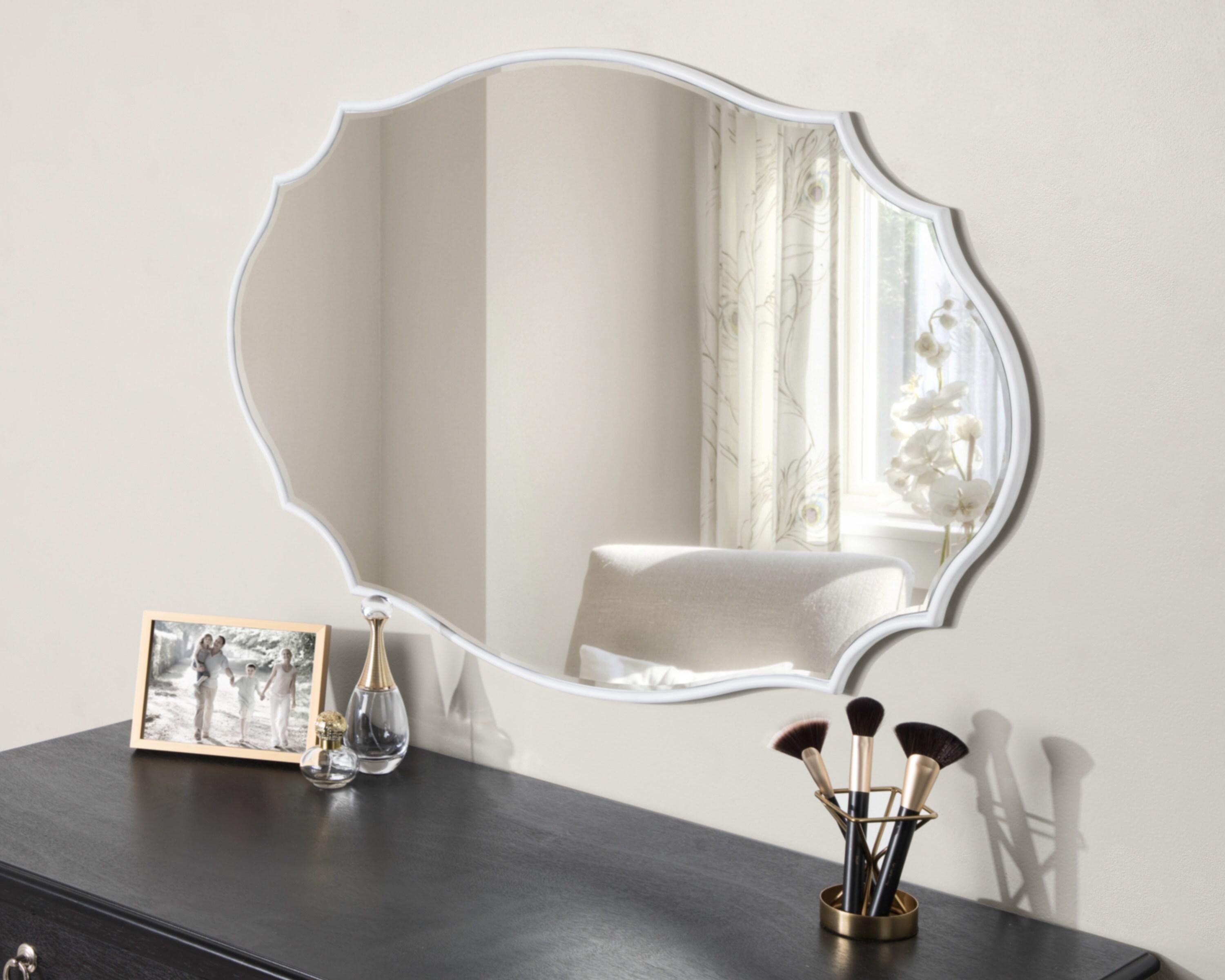 24" x 36" Leanna Scallop Wall Mirror White - Kate & Laurel All Things Decor: Modern Oval Framed, No Assembly Required