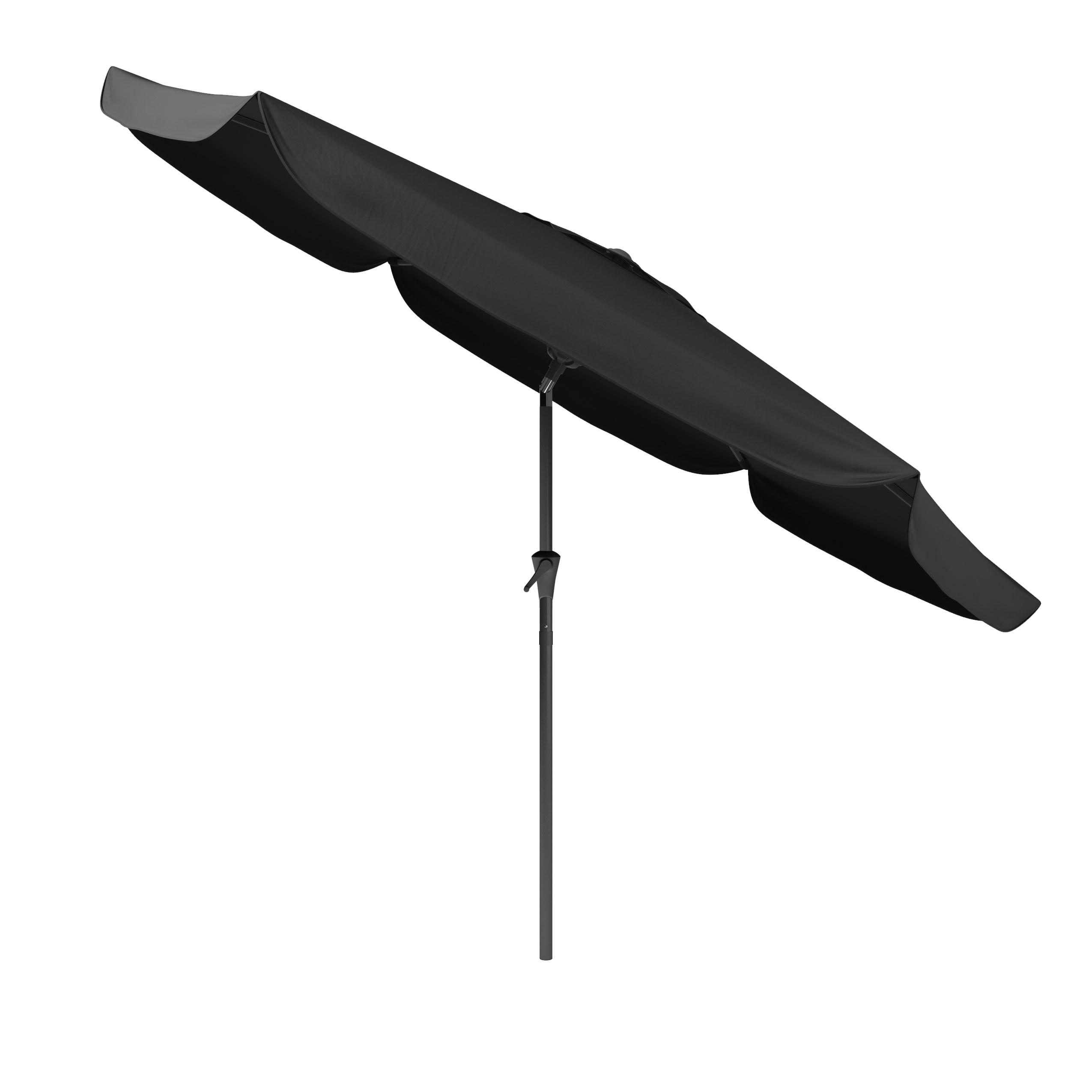 Round Modern Fabric & Steel Tilting Patio Umbrella in Black