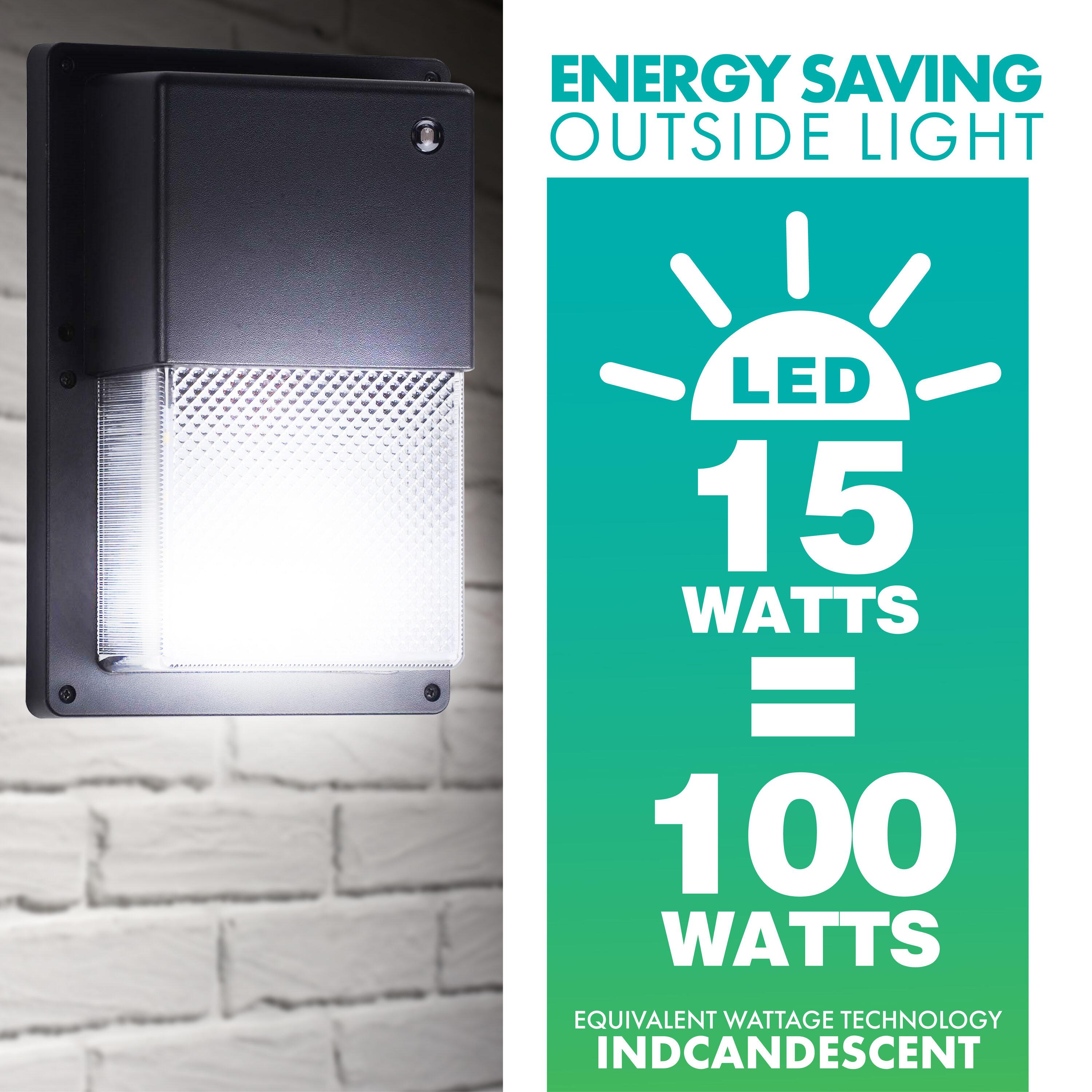 Simply Conserve 100-Watt Equivalent Integrated LED Black Mini Wall Pack Light, 4000K