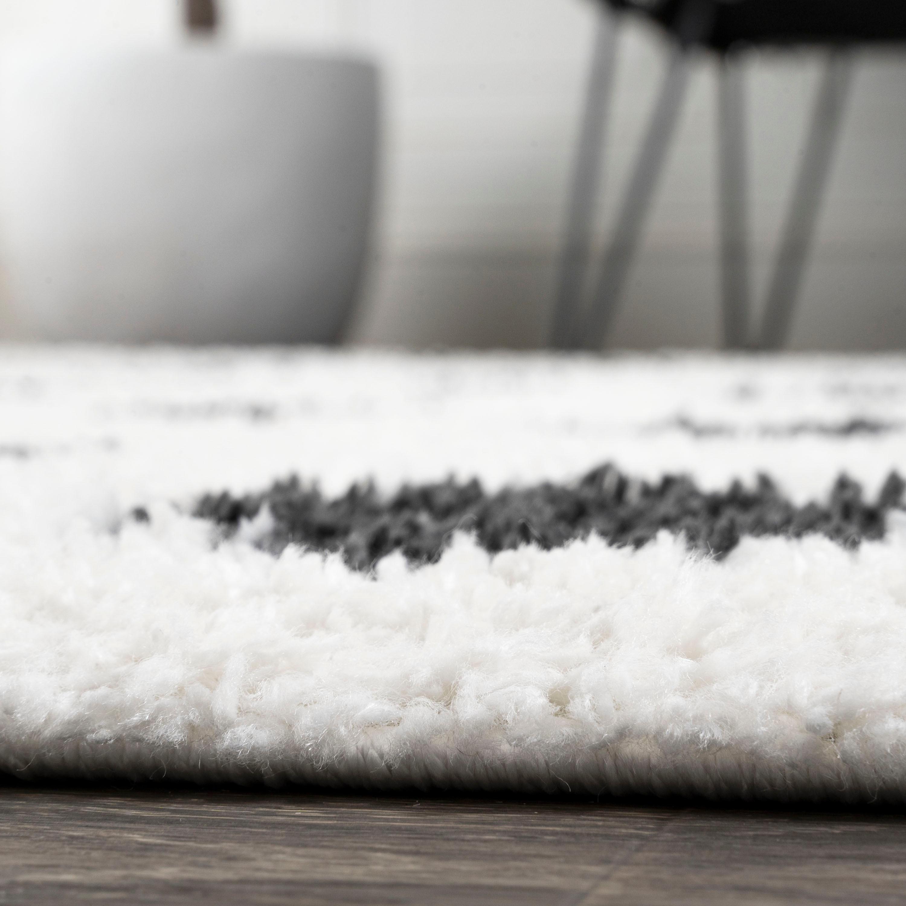 2'x10' Pere Modern Charcoal Dot Shag Runner Rug, White - JONATHAN Y
