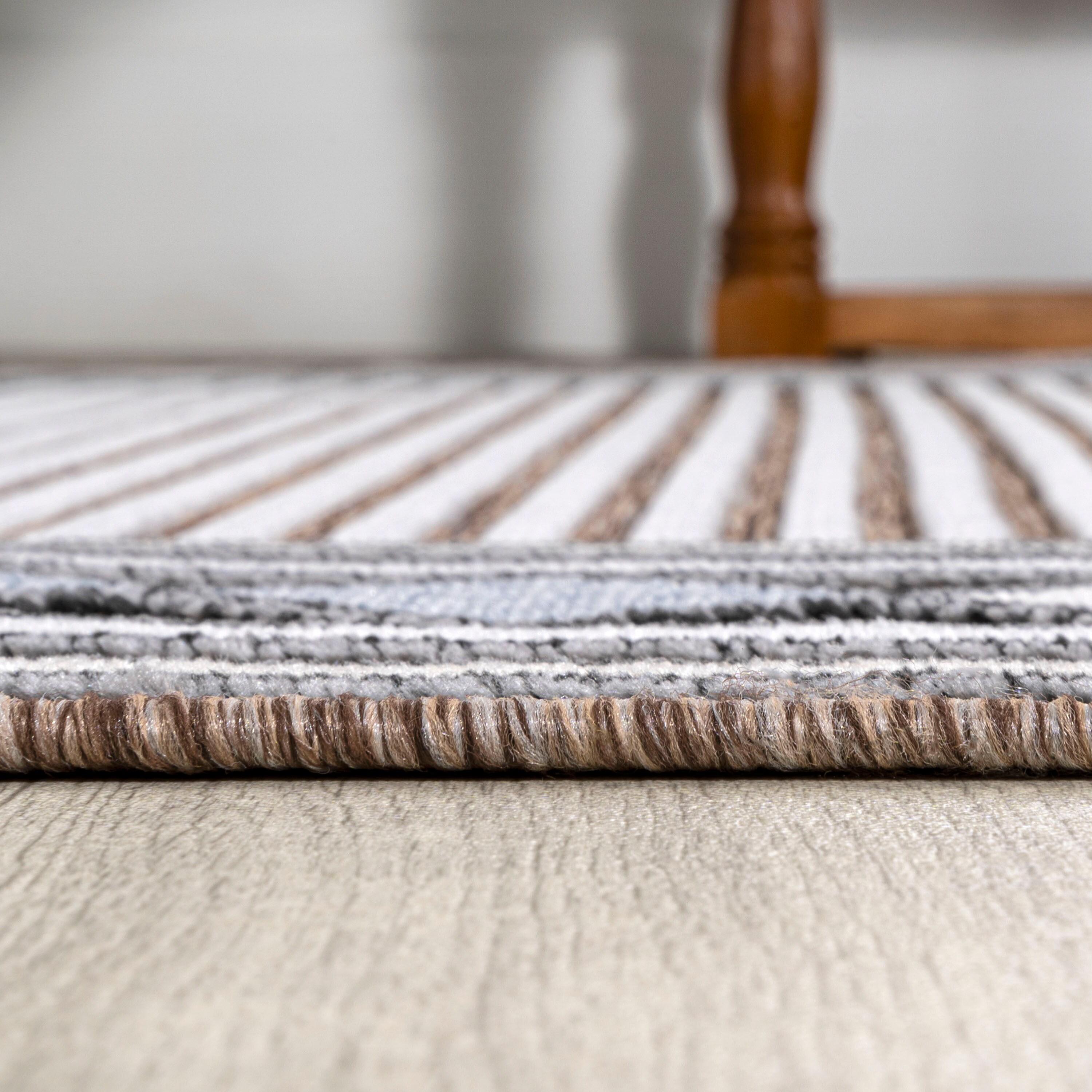 JONATHAN Y Sebastian High-Low Modern Diamond Border Brown/Ivory 3 ft. x 5 ft. Indoor/Outdoor Area Rug