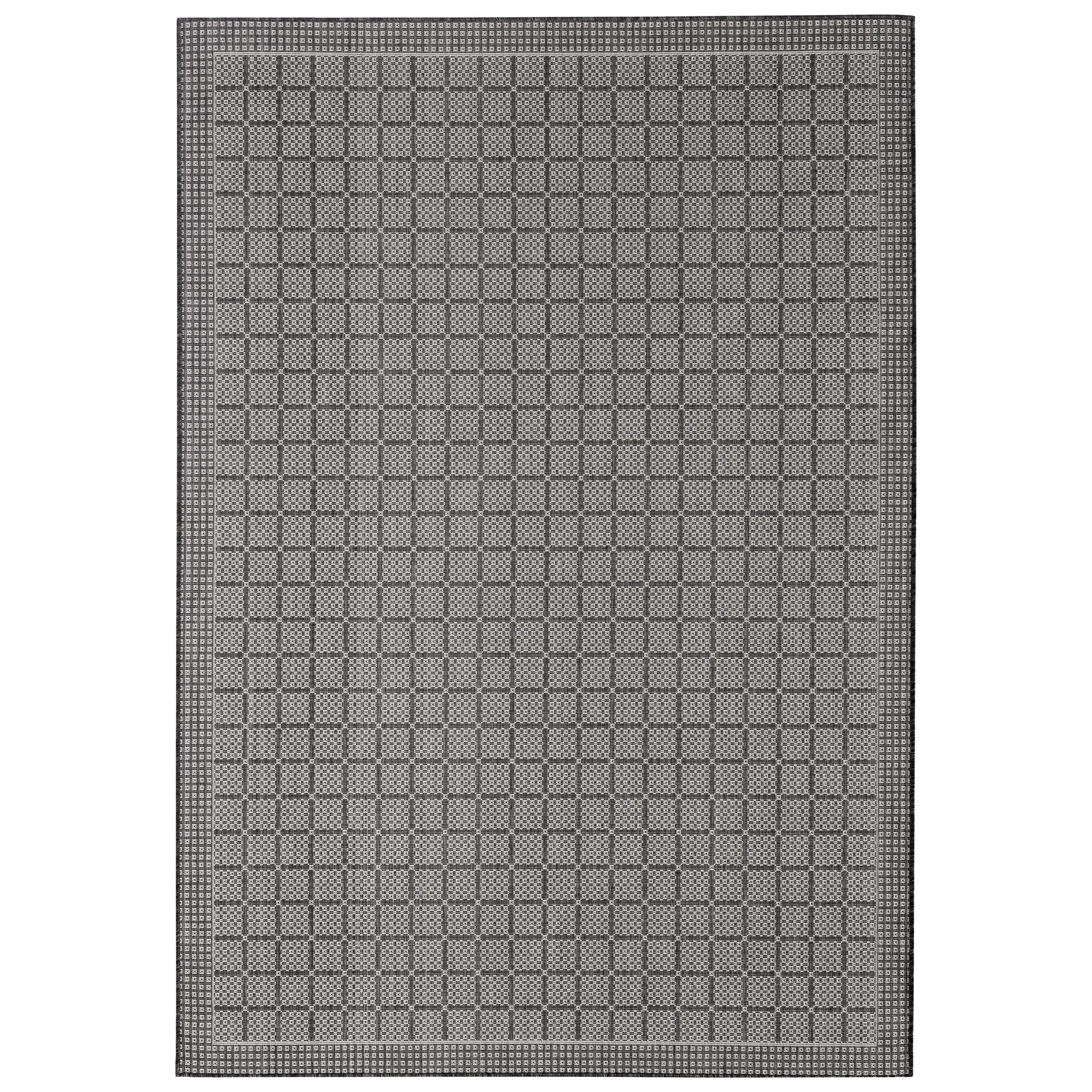 Nicole Miller New York Patio Country Luna Contemporary Geometric Indoor/Outdoor Area Rug, Black/Gray