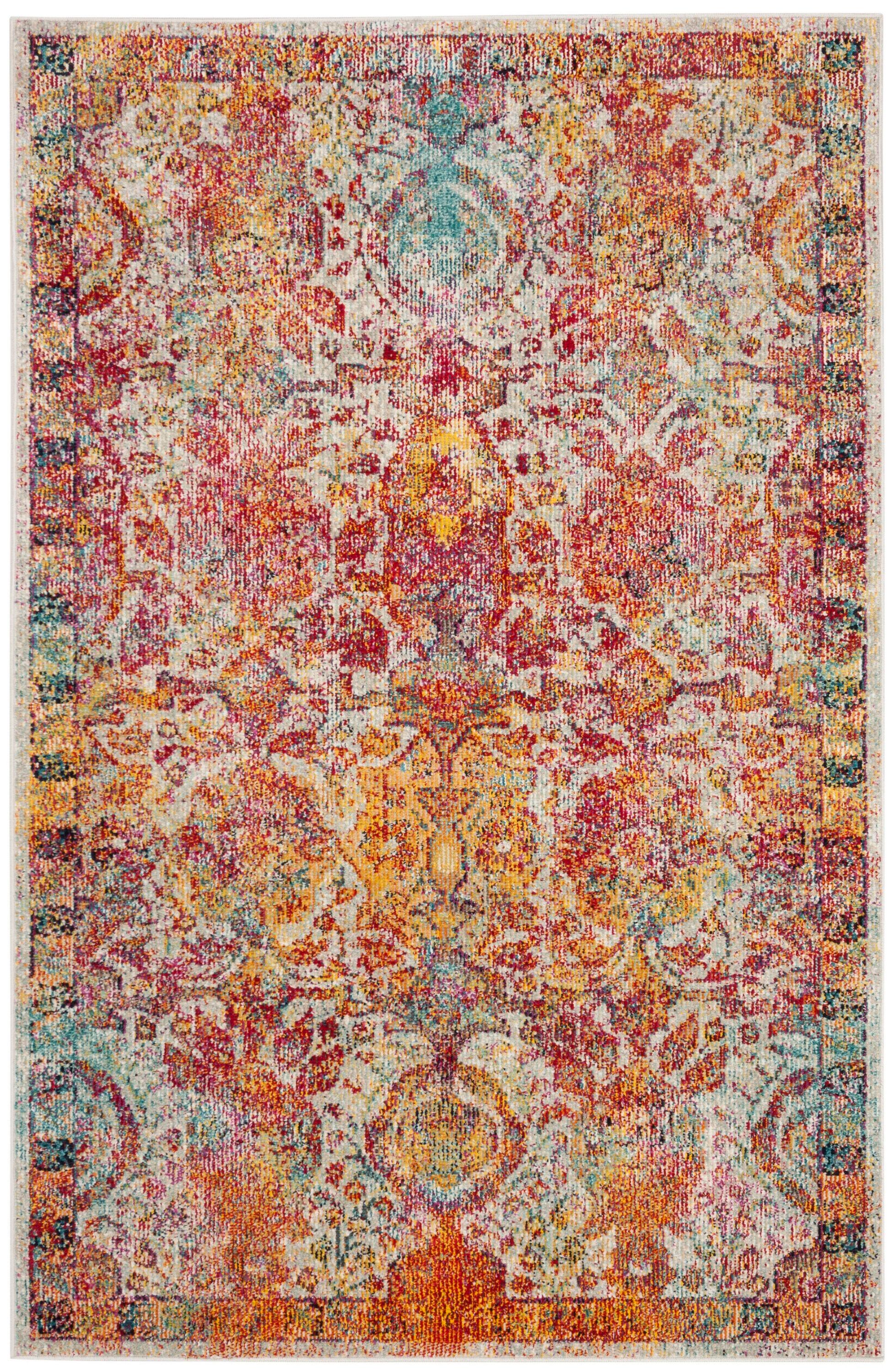 Crystal CRS505 Power Loomed Area Rug - Light Blue/Orange - 4'x6' - Safavieh.