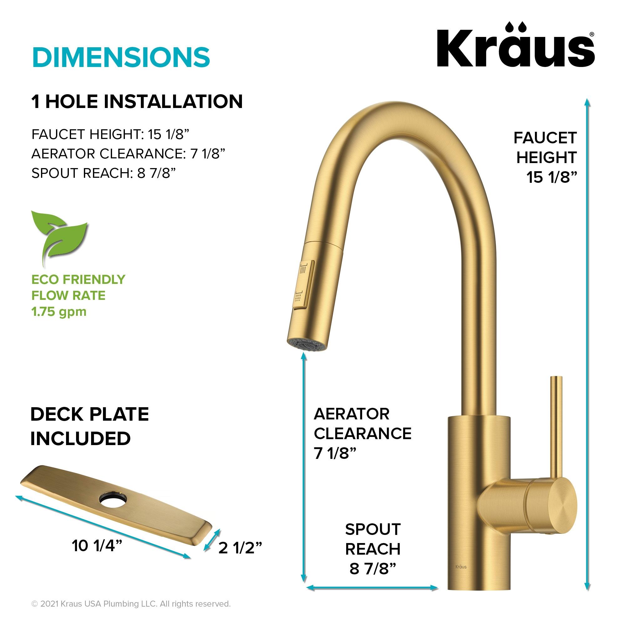 KRAUS Oletto Single Handle Pull Down Kitchen Faucet with QuickDock Top Mount Installation Assembly