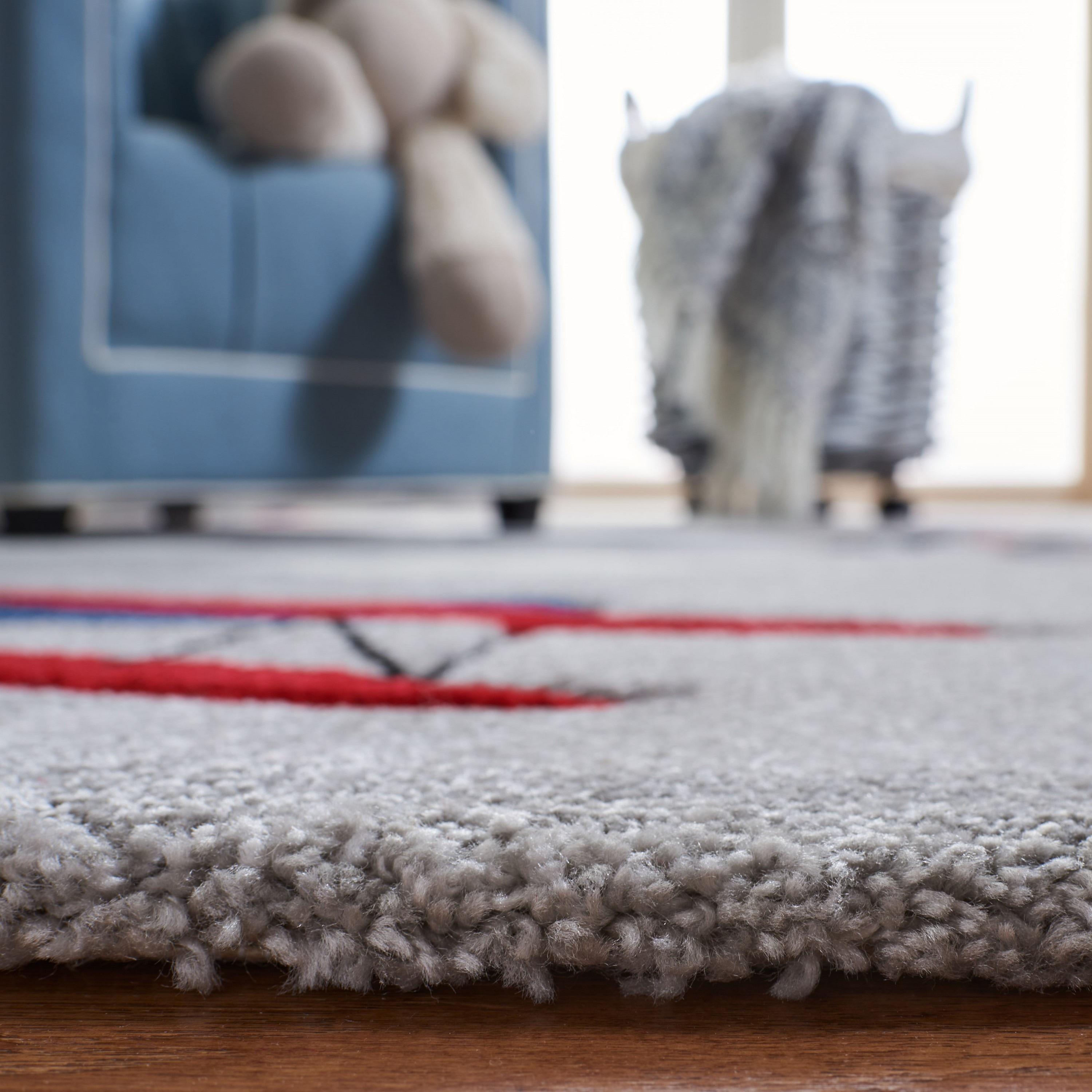 Carousel Kids  CRK137 Loomed Indoor Area Rug - Light Grey/Red - 2'x3' - Safavieh