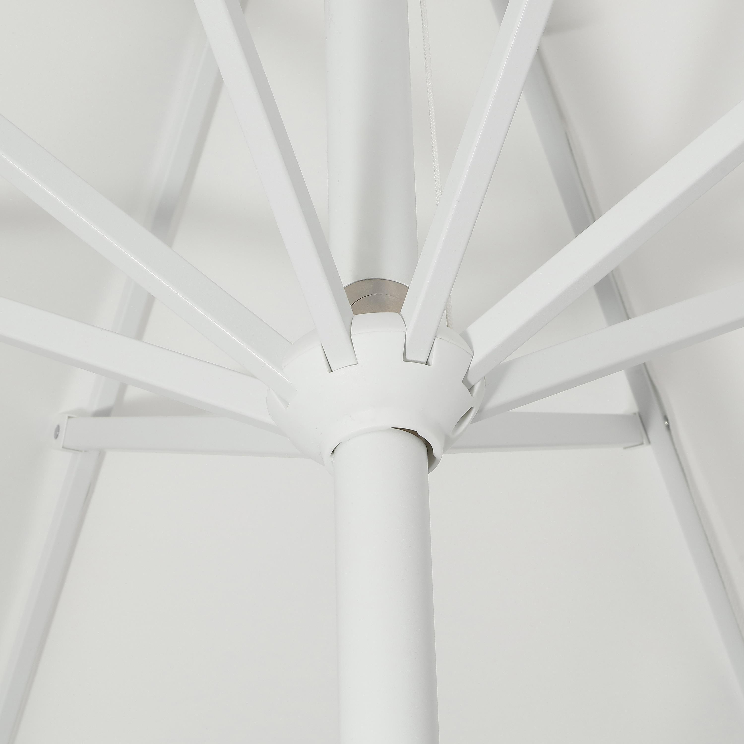 JONATHAN Y Baiona 9 ft. Classic MidCentury Market Patio Umbrella with UV Protection, Auto-Tilt, Crank and Wind Vent in White/Green