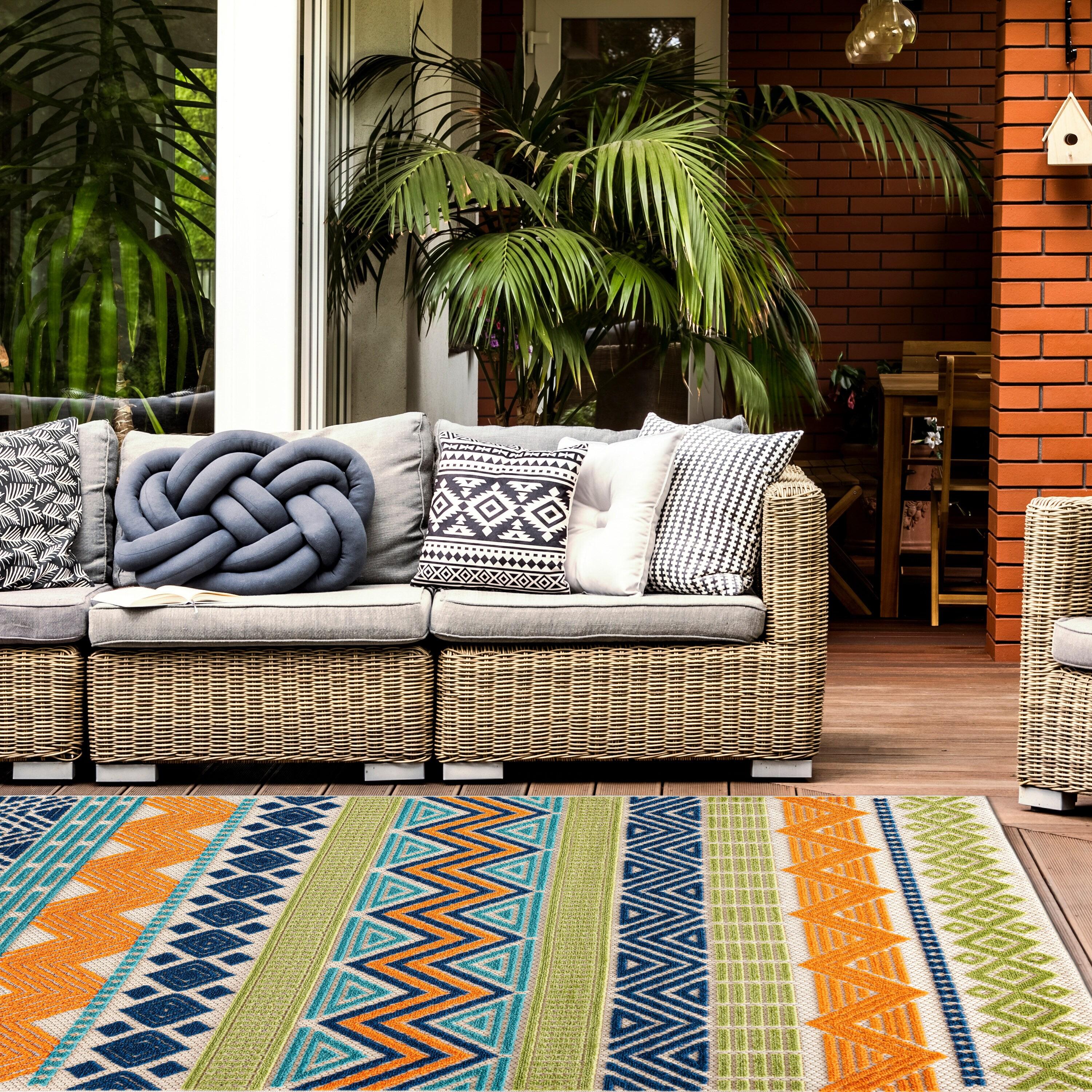 World Rug Gallery Marbella Contemporary Boho Indoor/Outdoor Area Rug