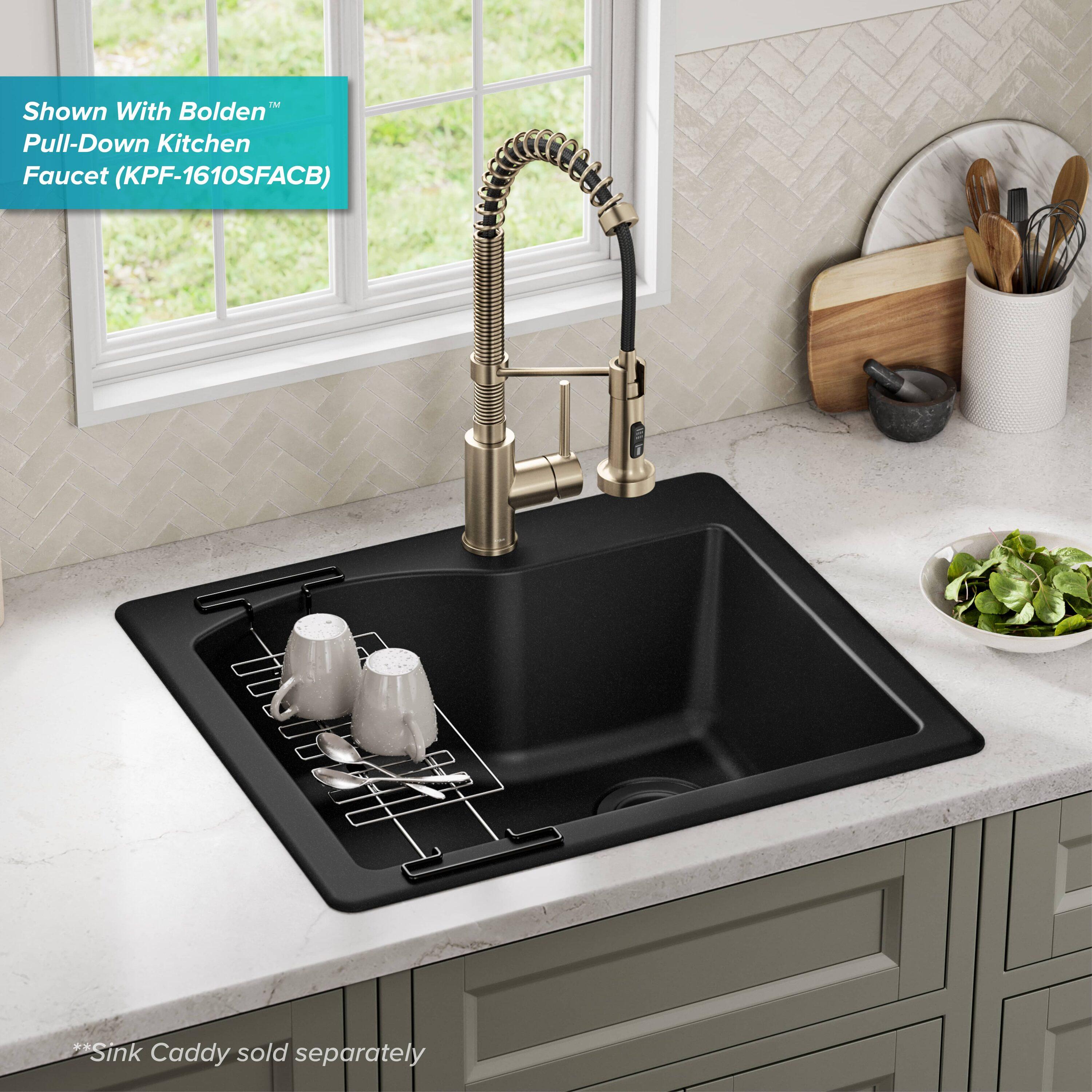 KRAUS Quarza™ 25" L Dual Mount Single Bowl Granite Kitchen Sink