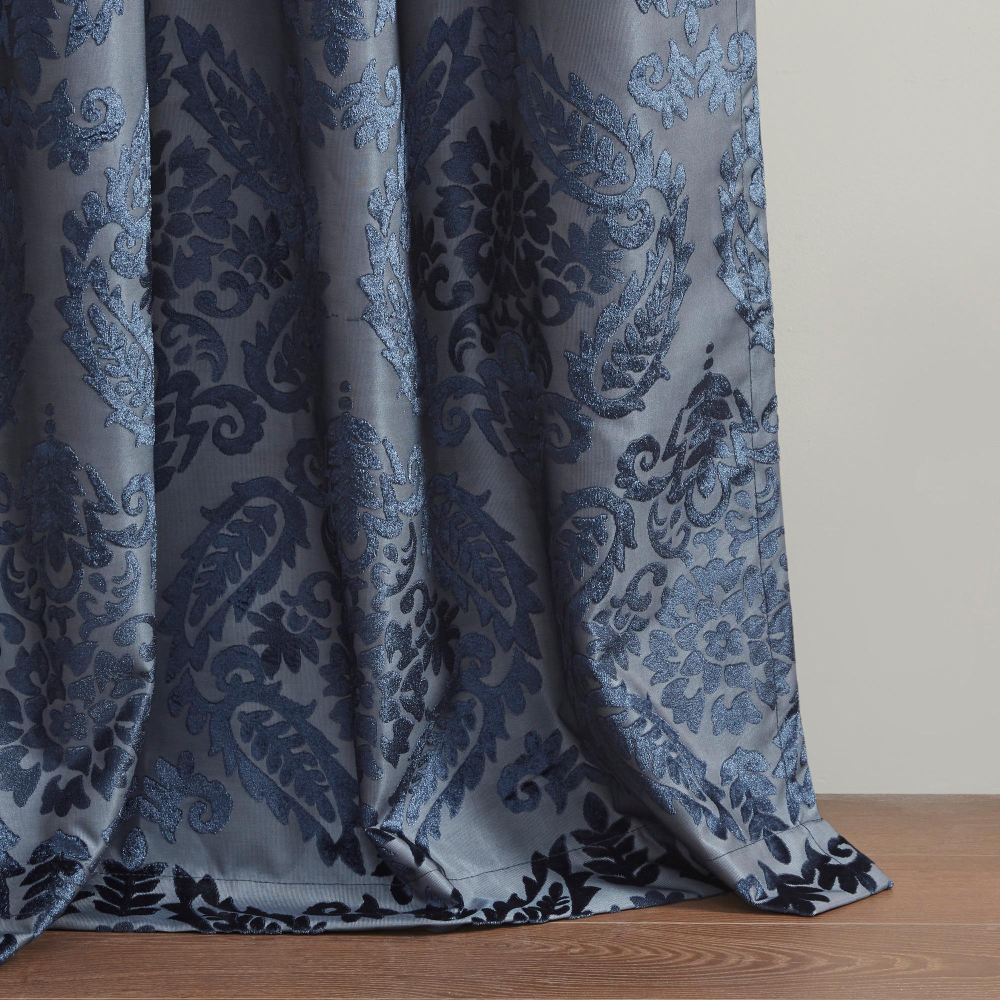 Amelia Knitted Jacquard Paisley Total Blackout Grommet Top Curtain Panel