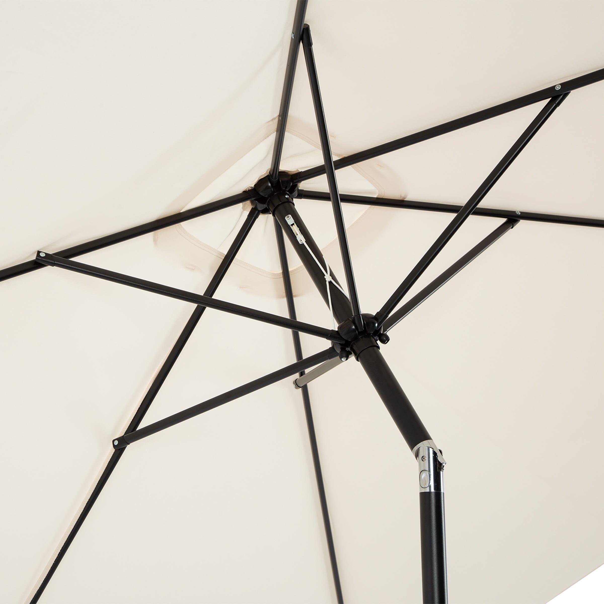 Rectangular Patio Umbrella - 10 Ft Easy Crank Sun Shade with Push Button Tilt for Outdoor Furniture, Deck, Backyard, or Pool by Pure Garden (Beige)