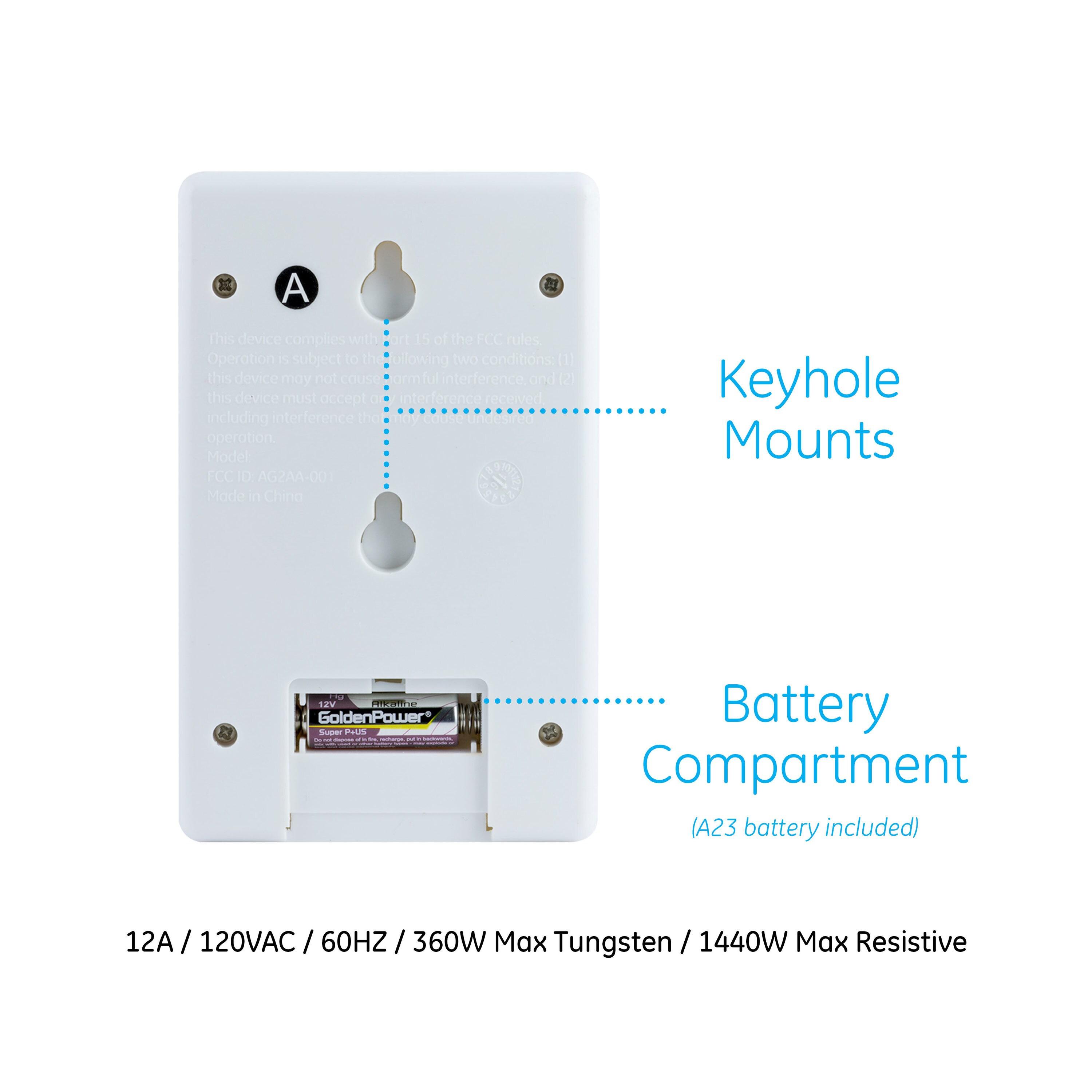 GE Wireless Light Control with Wall Switch, 1-Grounded Outlet, 18279