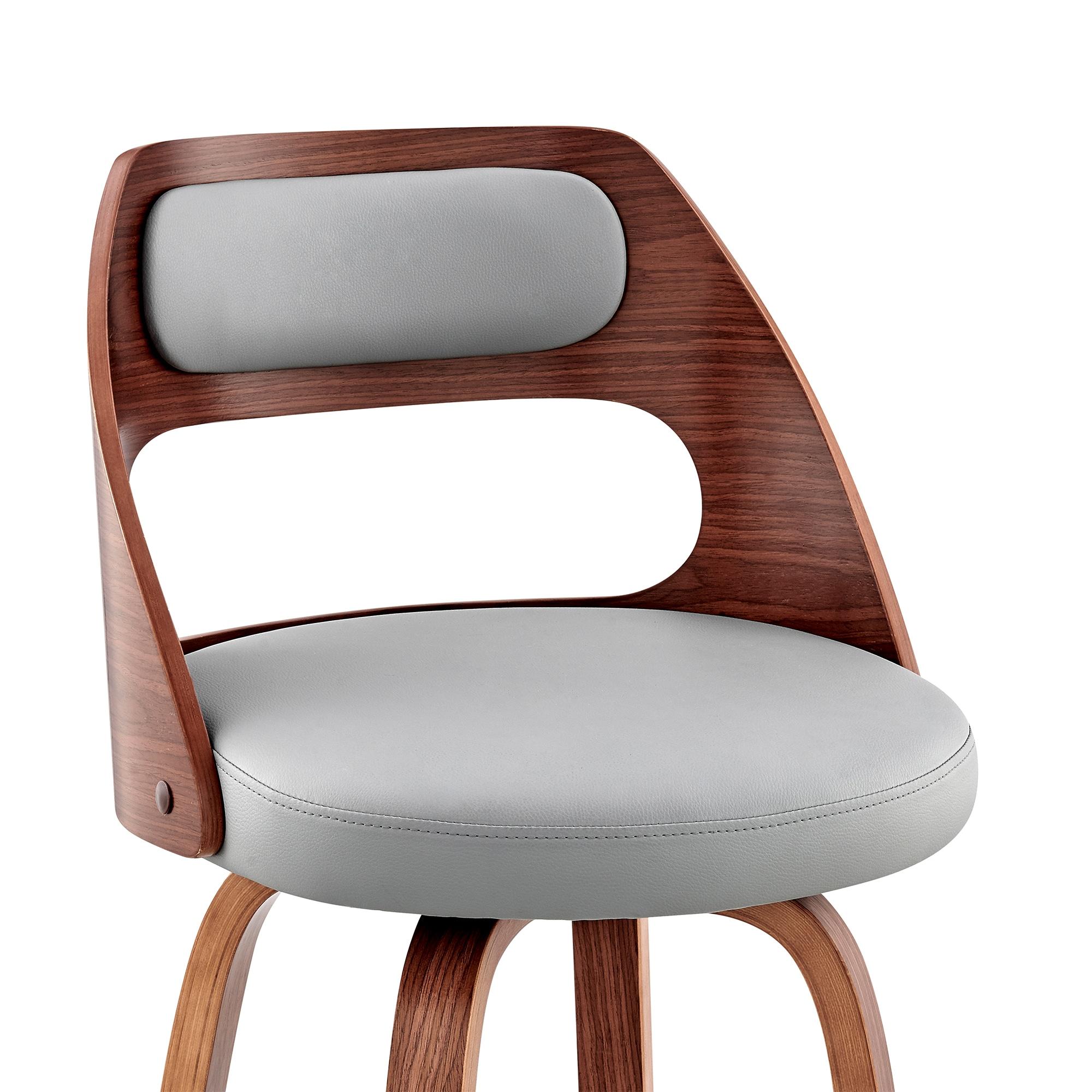 Armen Living Indoor Julius 30" Cream Faux Leather and Walnut Wood Bar Stool