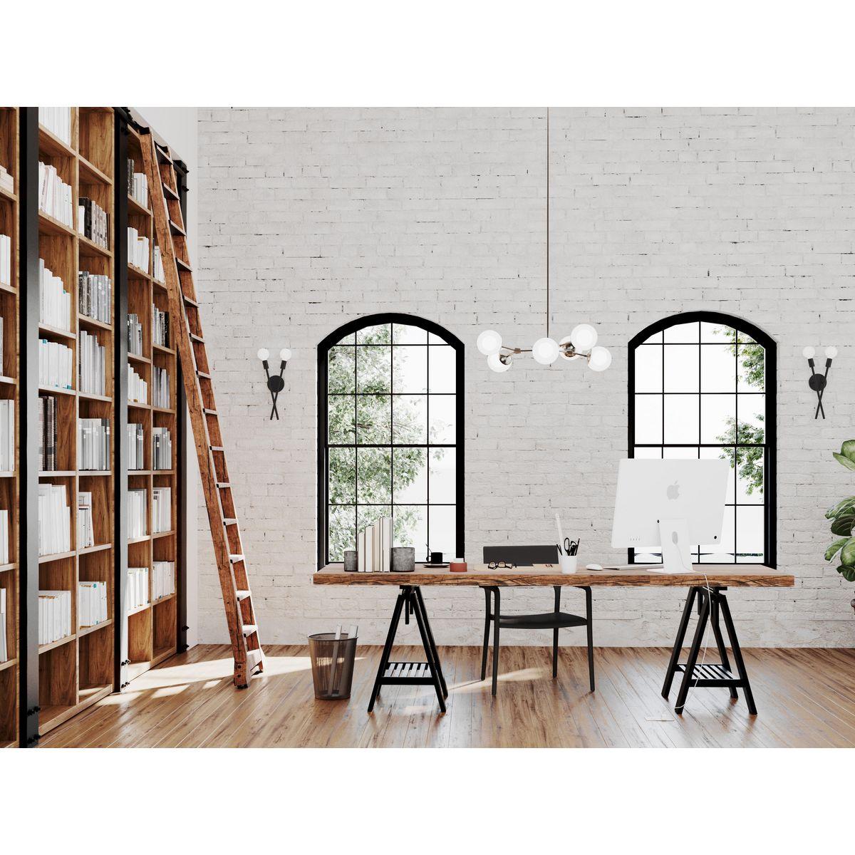 Progress Lighting Haas 6-Light Chandelier, Brushed Nickel, Etched Opal Glass Globes, Design Series