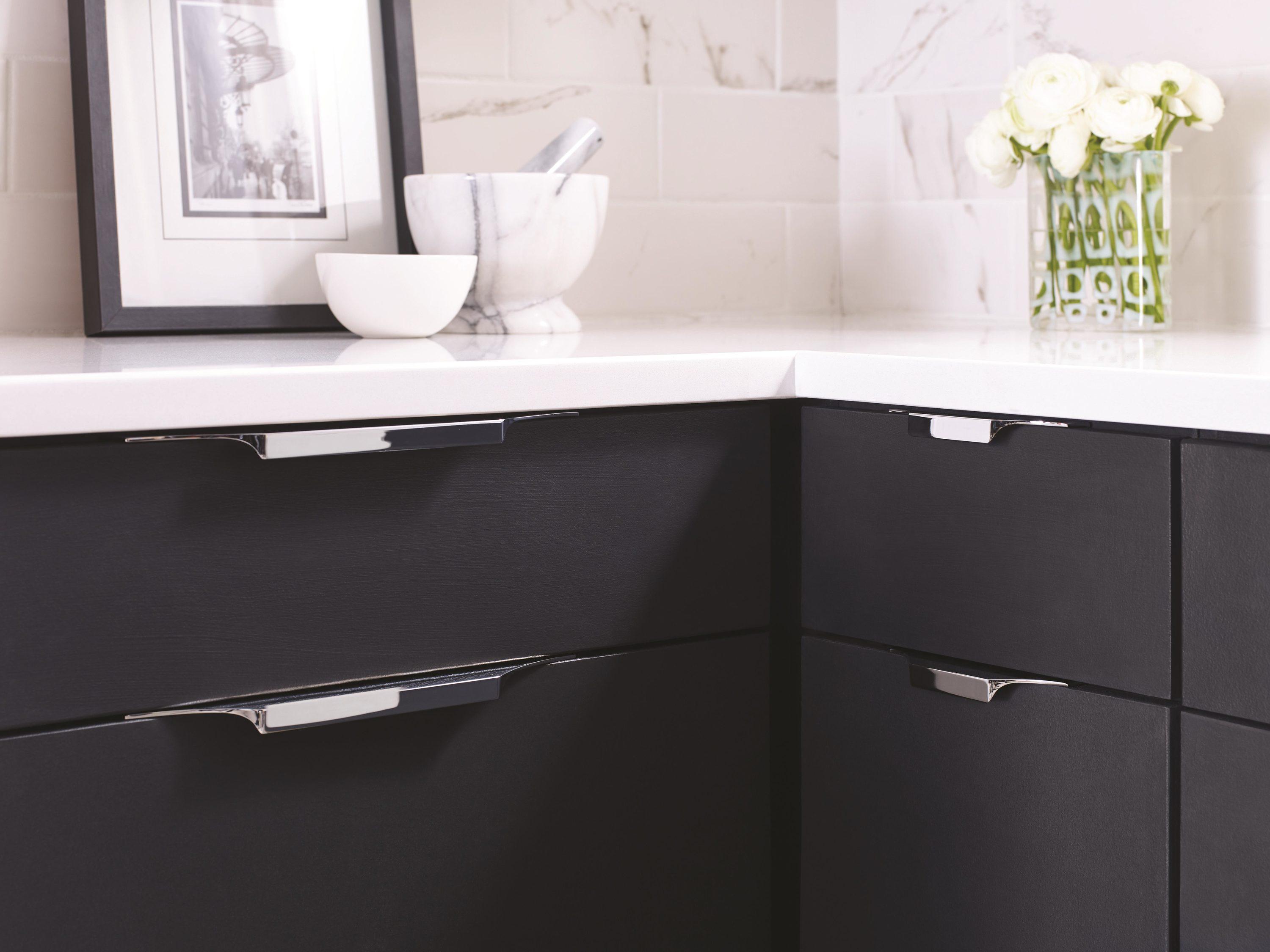 Polished Chrome Modern Cabinet Edge Pull with Mounting Hardware