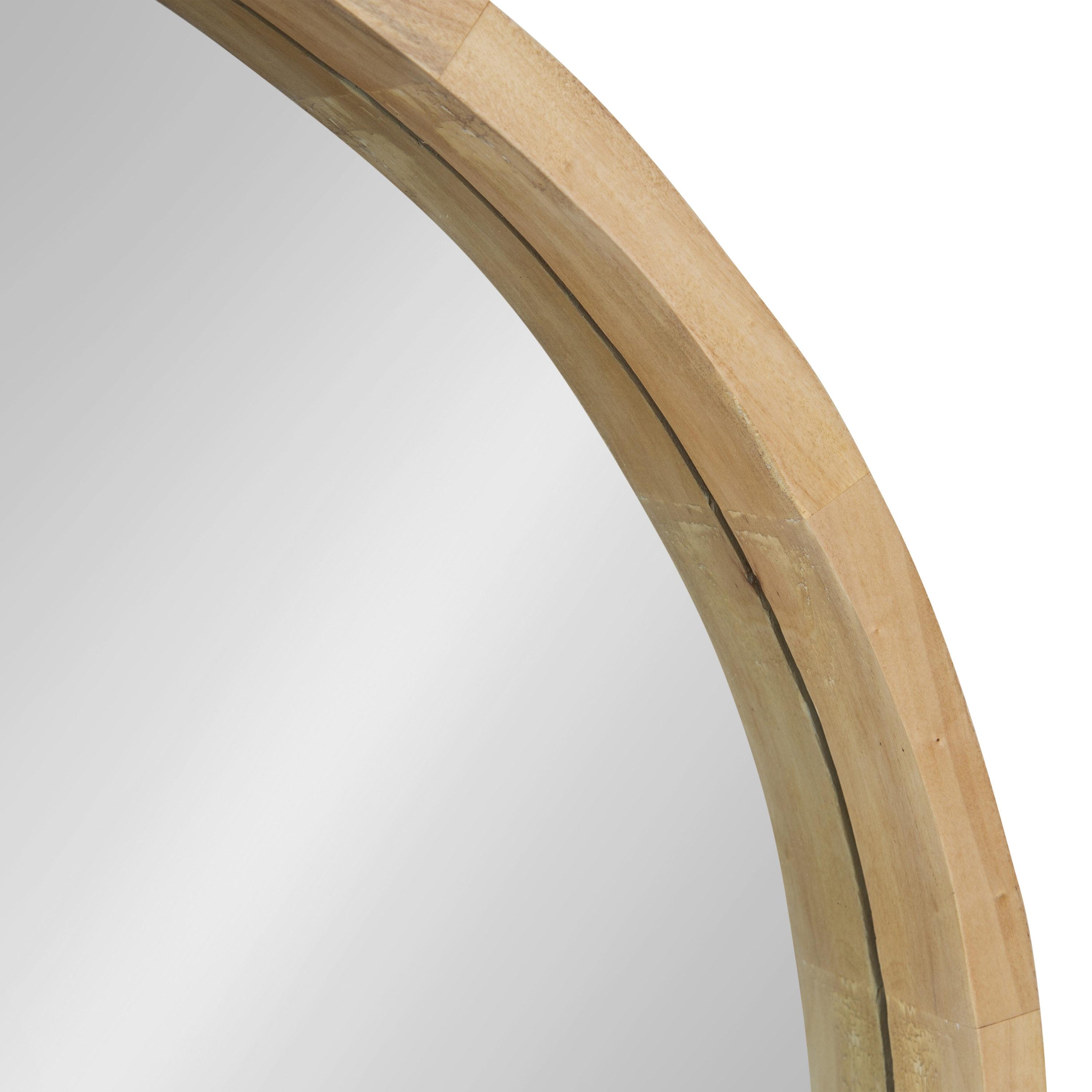 30" x 30" Hutton Round Wood Wall Mirror Natural - Kate and Laurel: Wall Mount, No Assembly Required