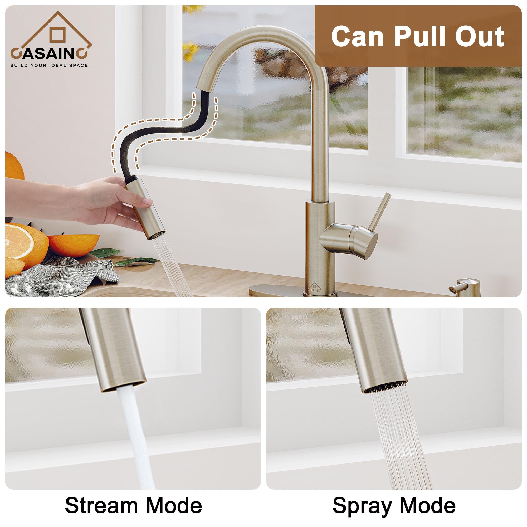 Willow Single-Handle Pull Down Sprayer Kitchen Faucet with Infrared Sensor, Soap Dispenser and Deck Plate