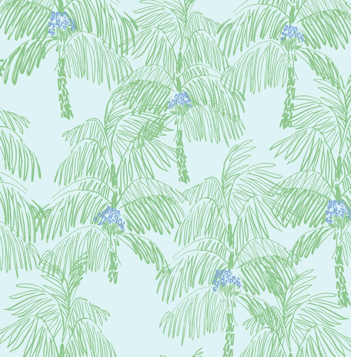 NextWall  Palm Beach Peel and Stick Wallpaper Baby Blue & Seafoam