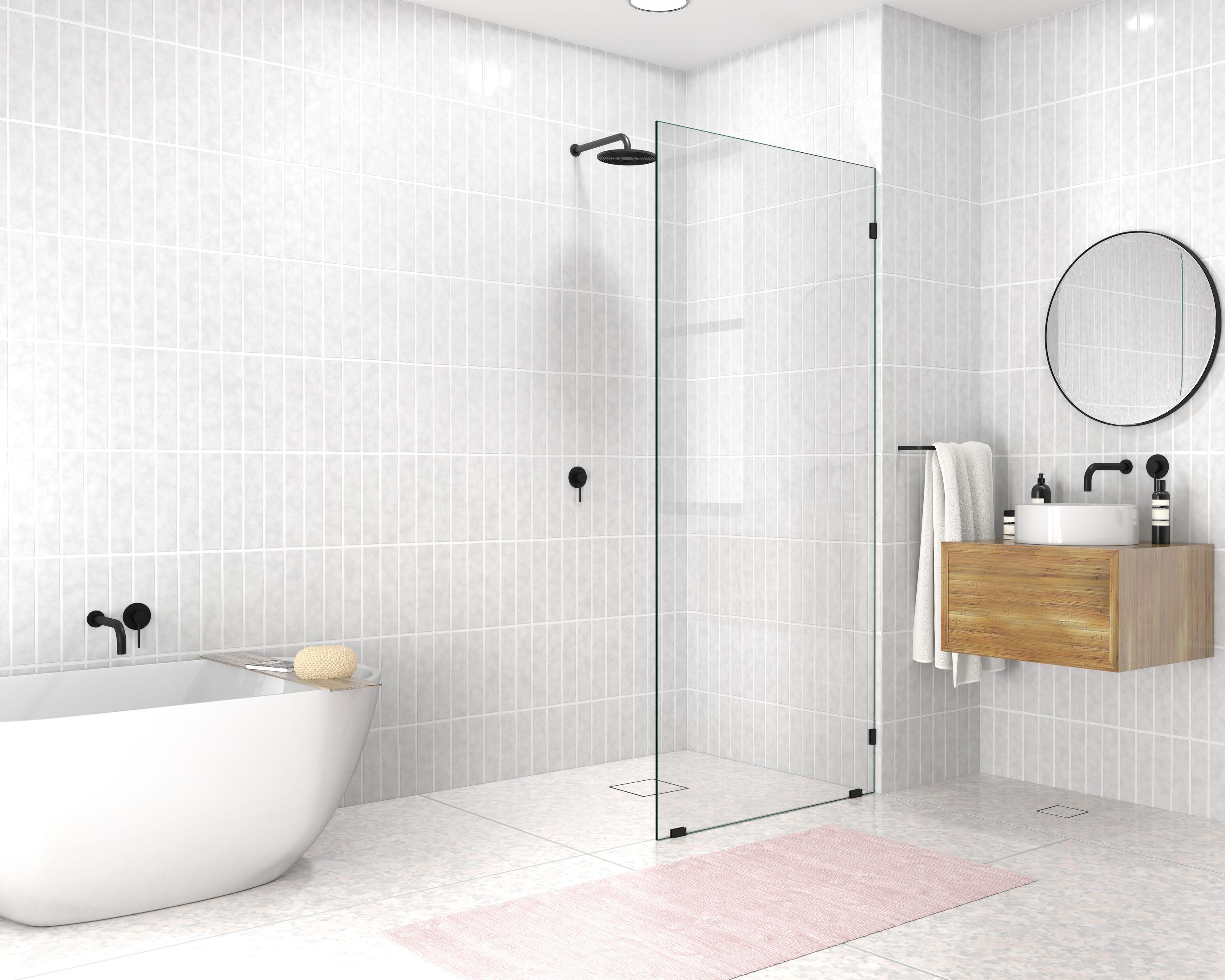 Vela 34 in. x 78 in. Fully Frameless Single Fixed Shower Panel