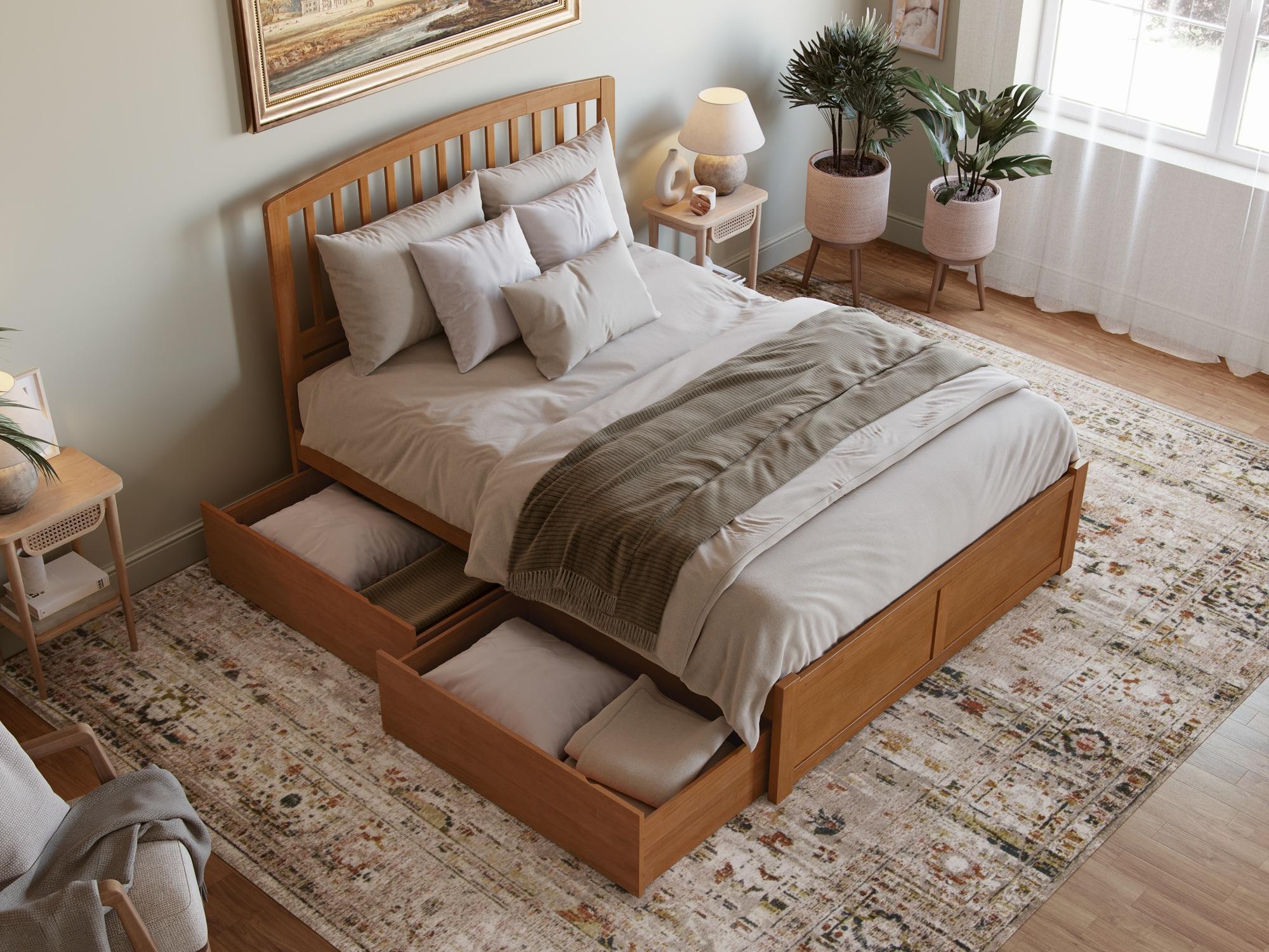 Solid Wood Platform Storage Bed