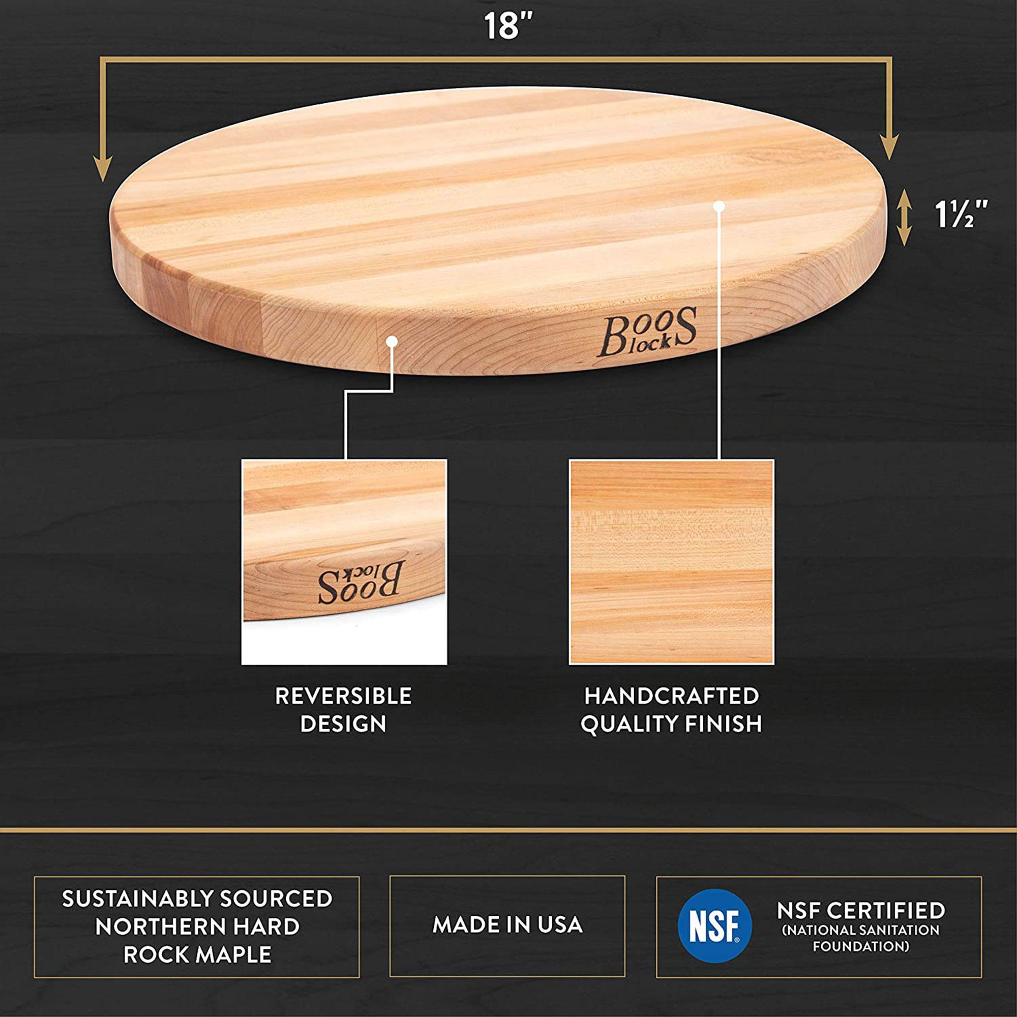 John Boos John Boos 18" Round Cutting Board, 1.5" Edge Grain