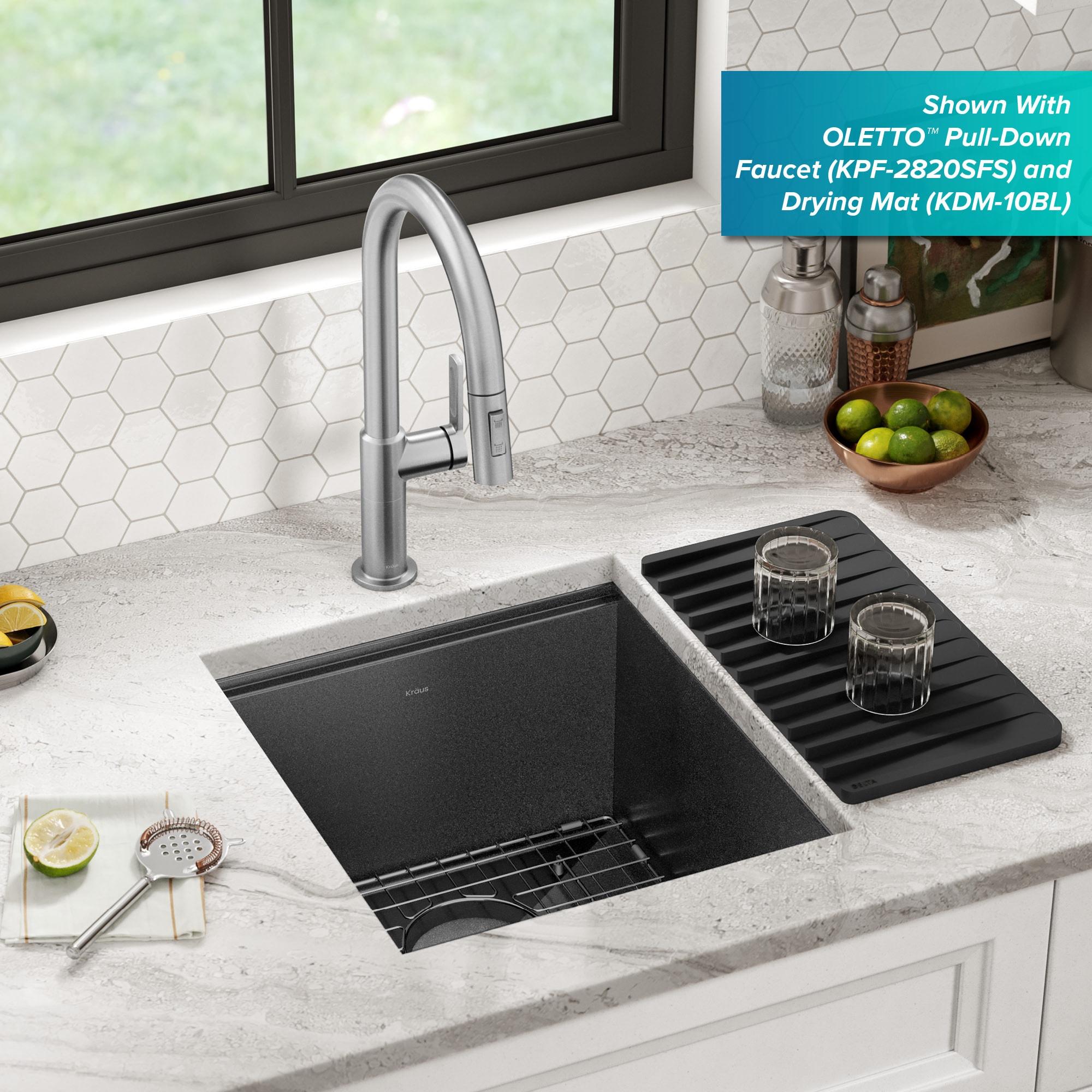 KRAUS Kore™ Undermount Workstation 16 Gauge Black Stainless Steel Single Bowl Kitchen Sink in PVD Gunmetal Finish