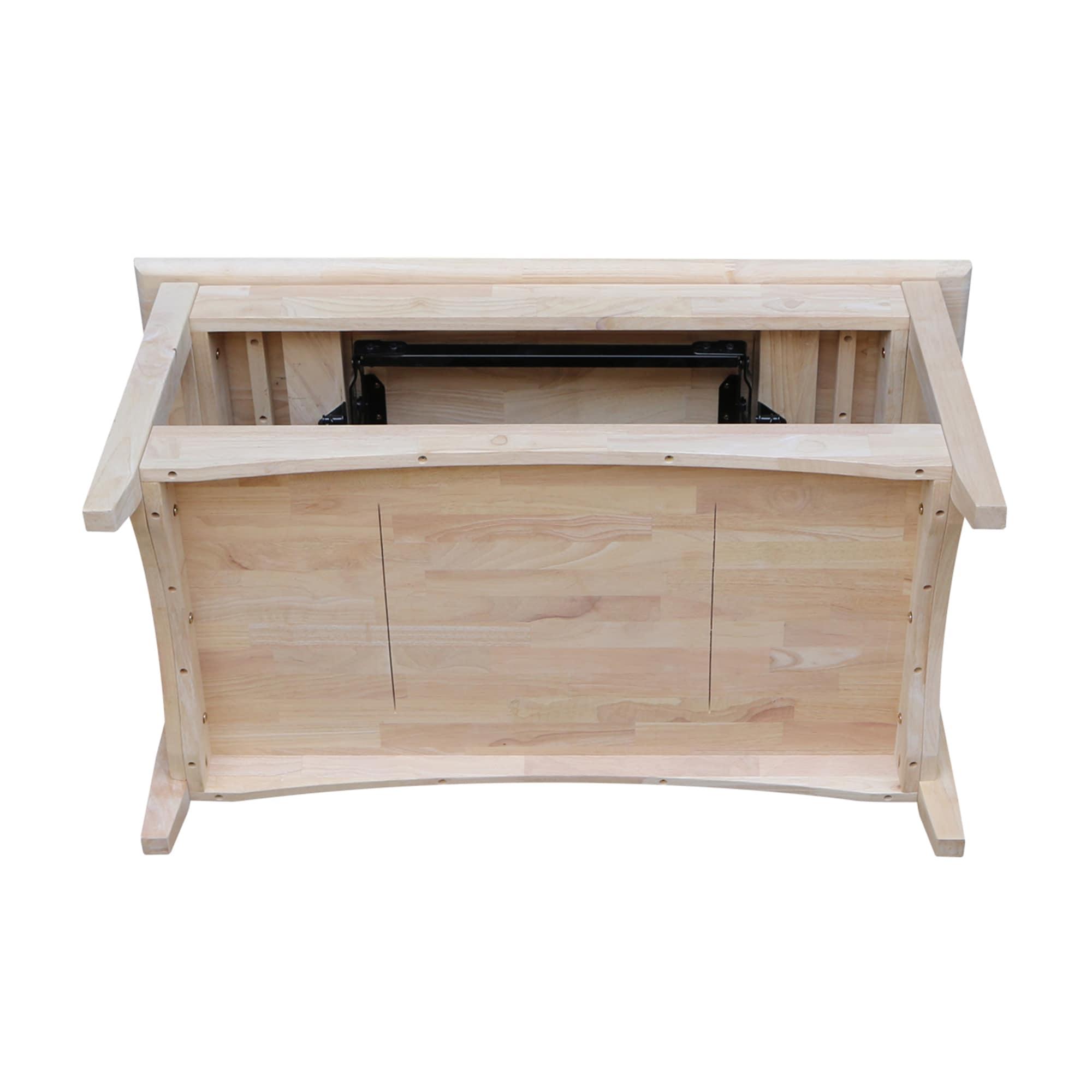 International Concepts Unfinished Bombay Coffee Table with Lift Top