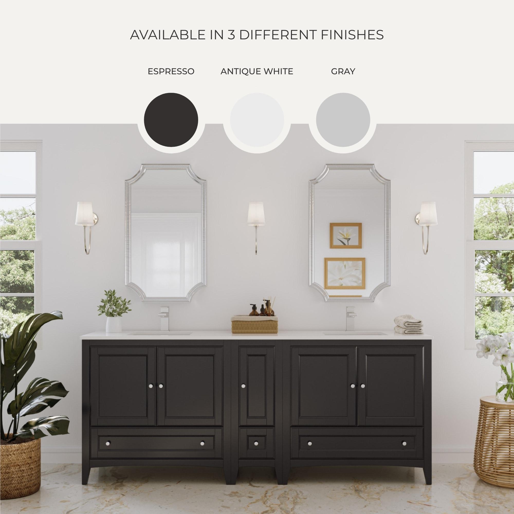 Antique White Engineered Wood Freestanding Bathroom Vanity Base Cabinet