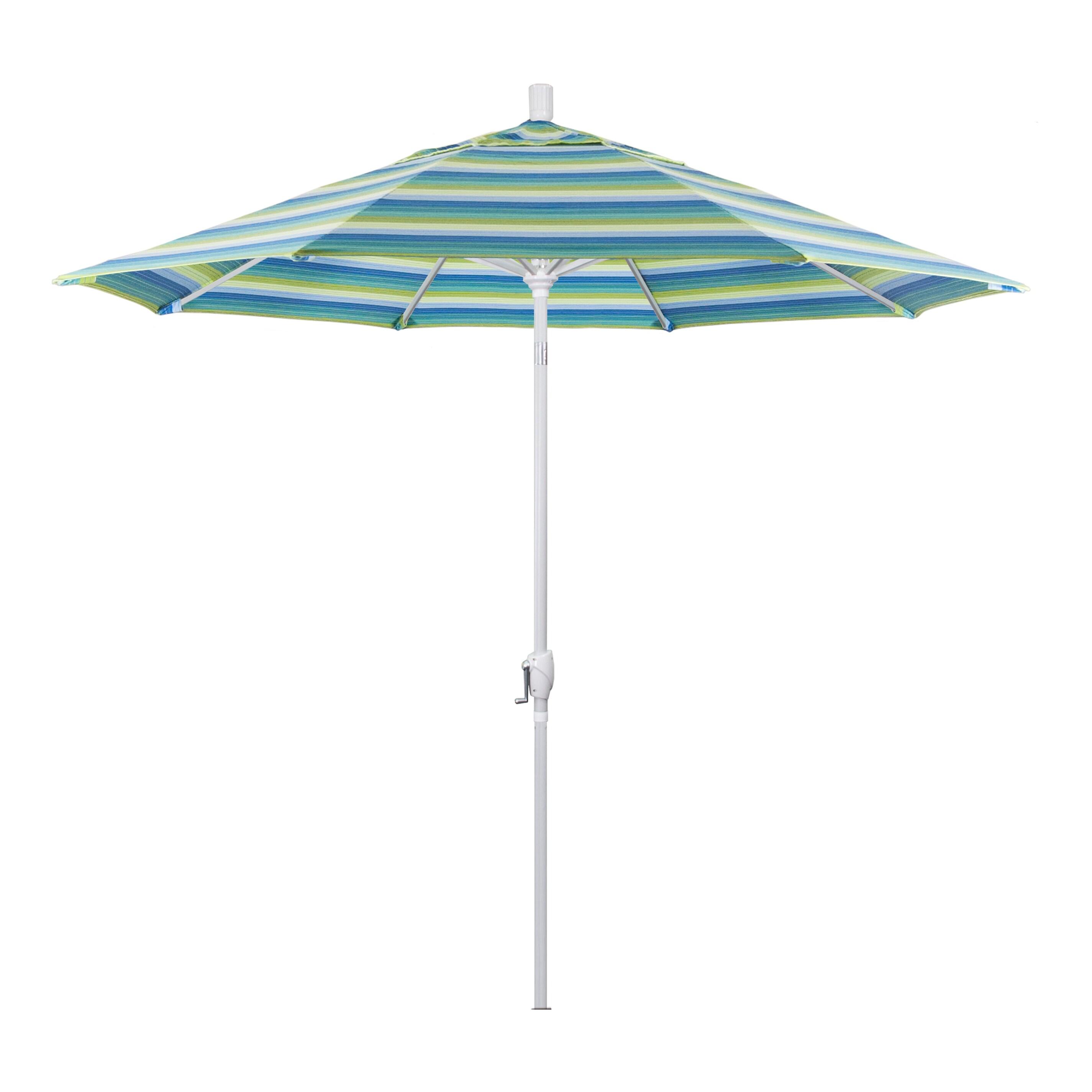 9-Foot Seville Seaside Blue and White Aluminum Patio Umbrella