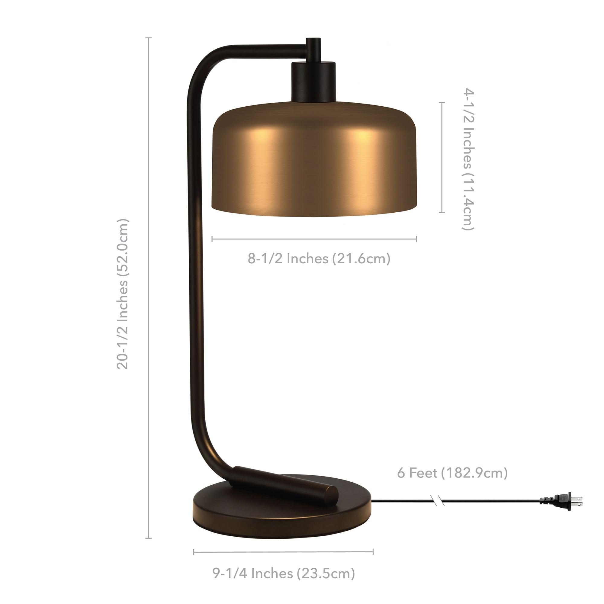 Evelyn&Zoe Mid-Century Modern Metal Table Lamp with Brass Shade