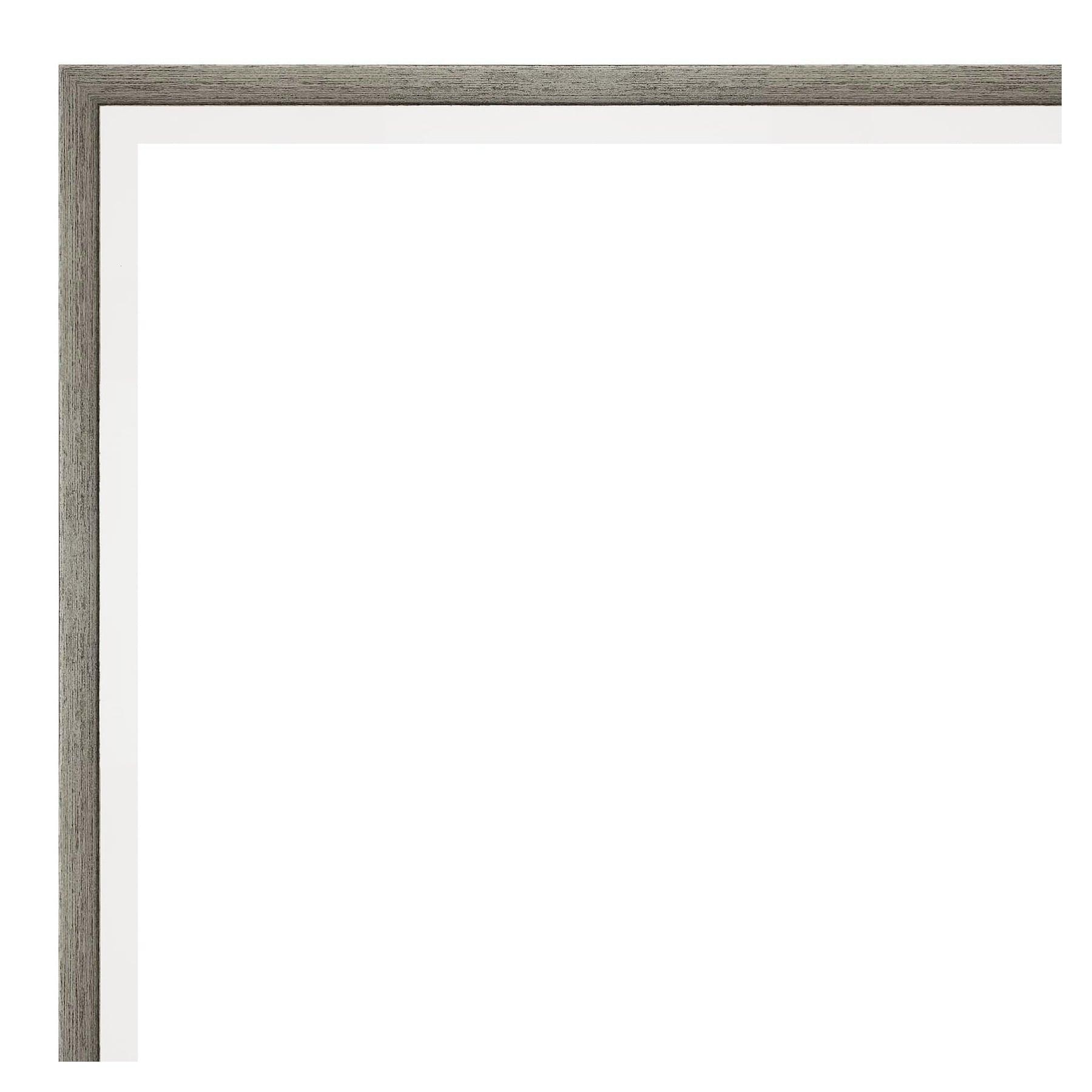 29" x 23" Non-Beveled Lucie Wood Bathroom Wall Mirror Silver - Amanti Art: Modern Rectangle, Includes Mounting Hardware