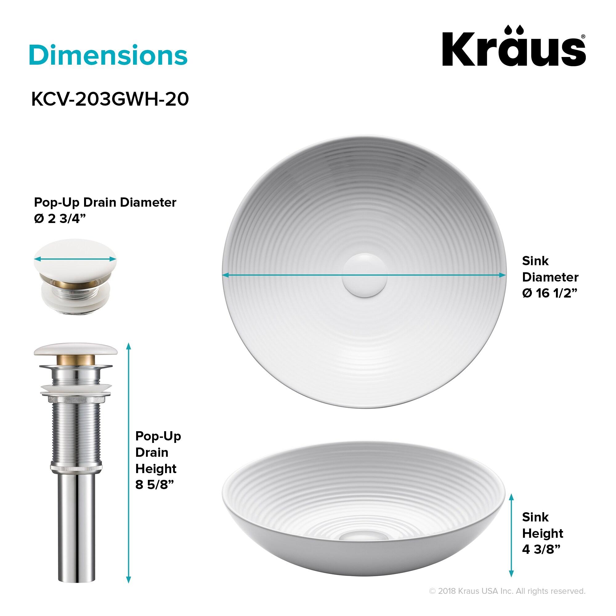 KRAUS Viva™ Thin Ceramics Vessel Bathroom Sink with Pop-Up Drain