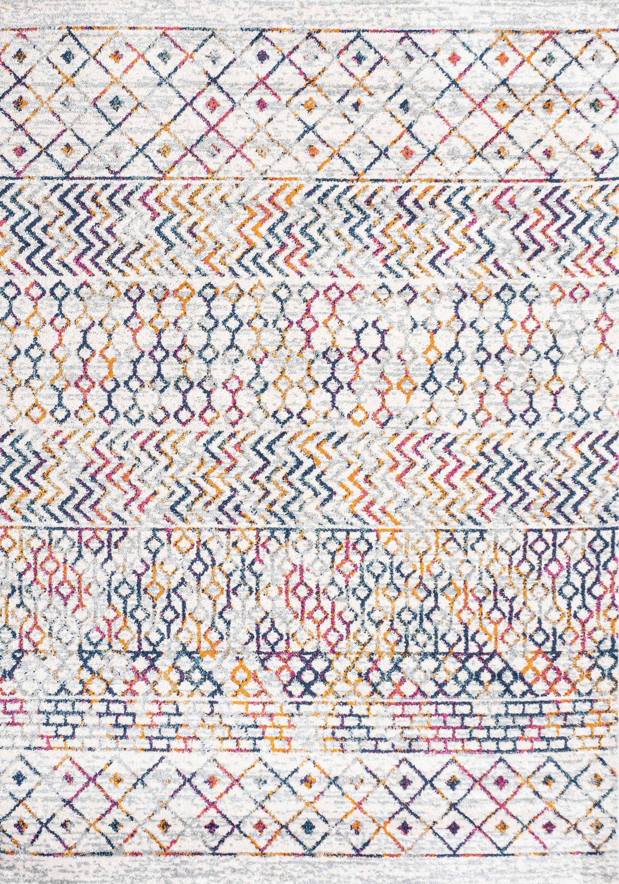 5' x 8' Arta Moroccan Vintage Geometric Rug Area Rug, Multi/Cream - JONATHAN Y