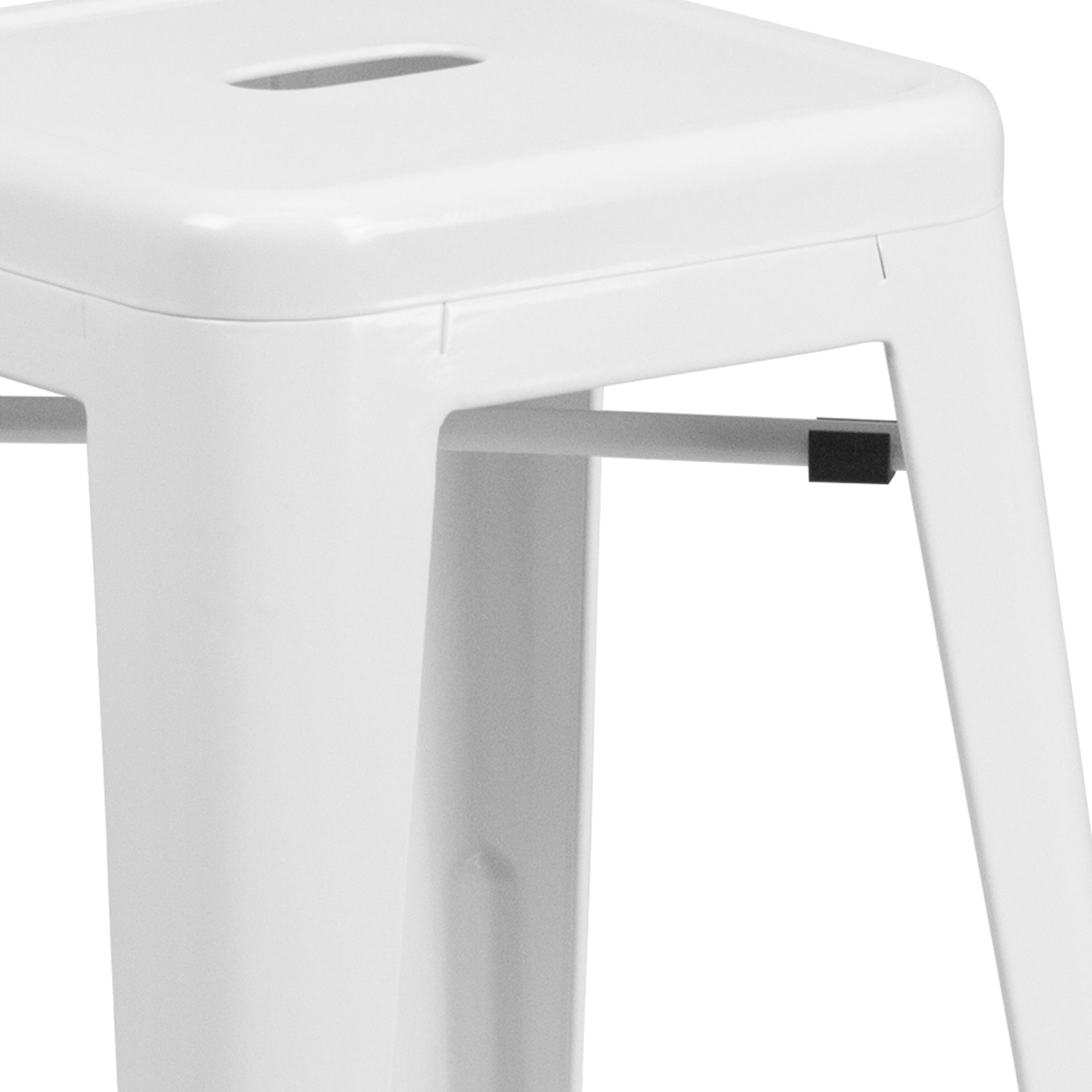 Flash Furniture Commercial Grade 24" High Backless White Metal Indoor-Outdoor Counter Height Stool with Square Seat