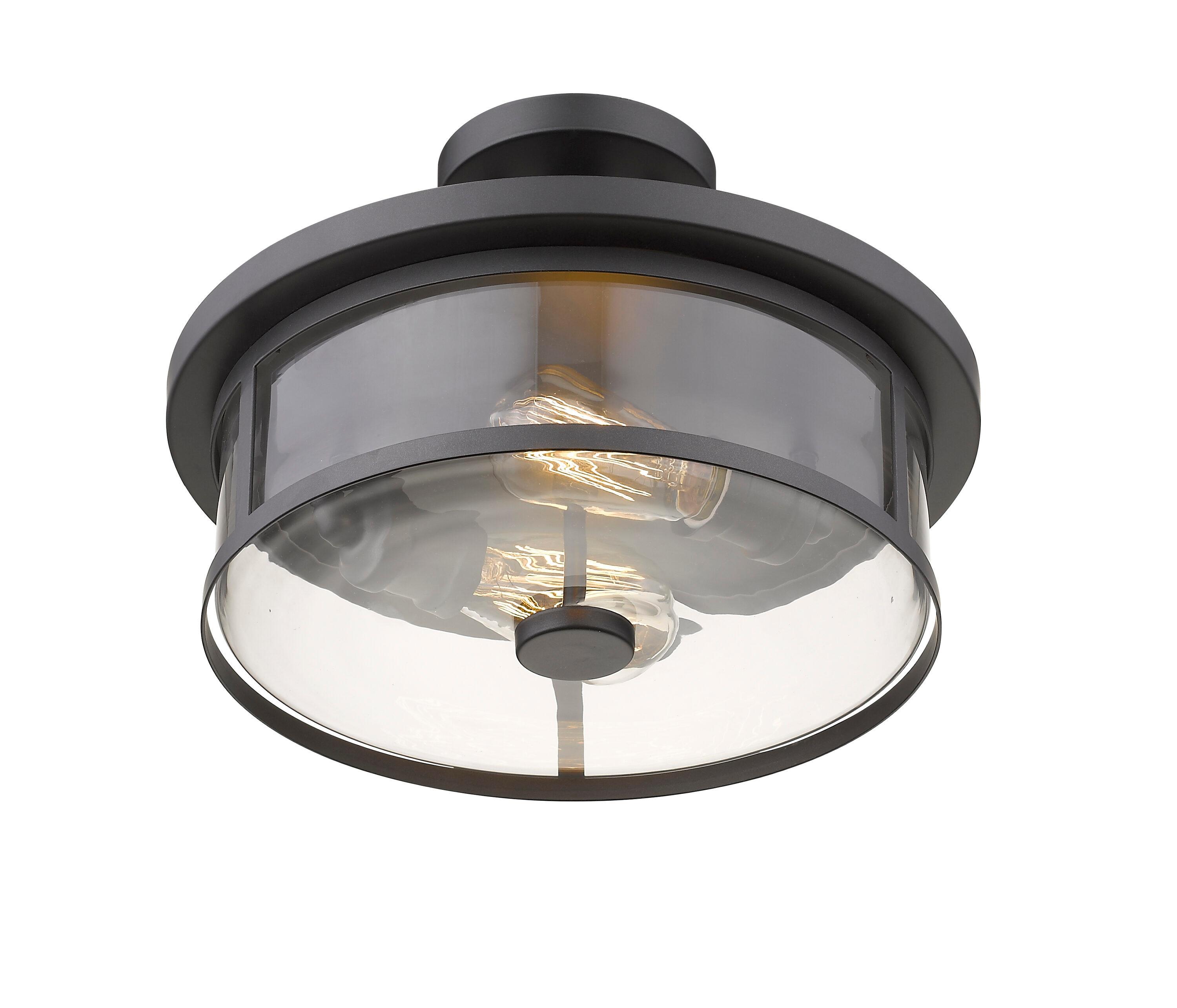 Z-Lite 462Sf14 Savannah 2 Light 14" Wide Semi-Flush Drum Ceiling Fixture - Bronze