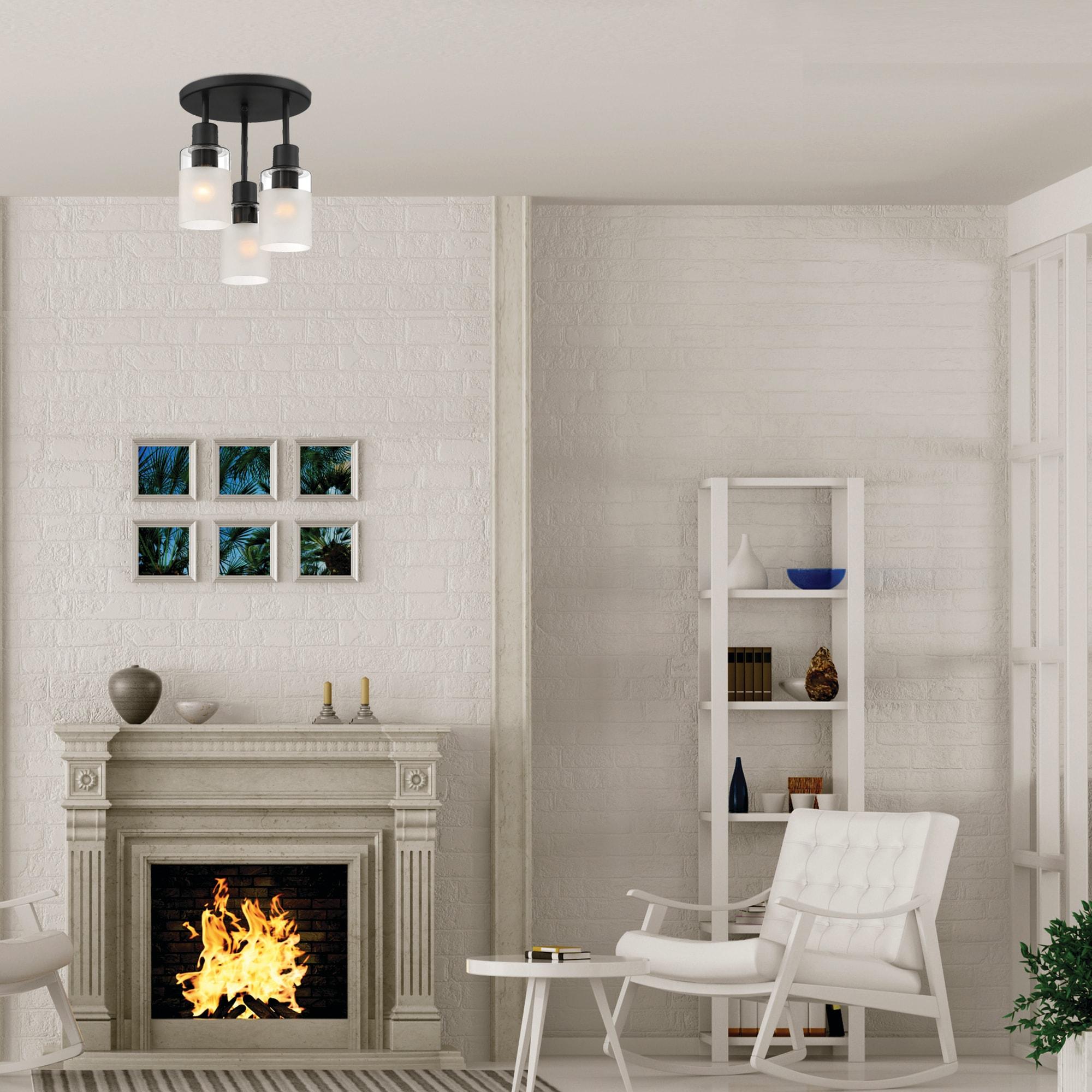 Designers Fountain Cedar Lane 3 Light Matte Black Semi-Flush Mount Ceiling Light, D236M-SF-MB