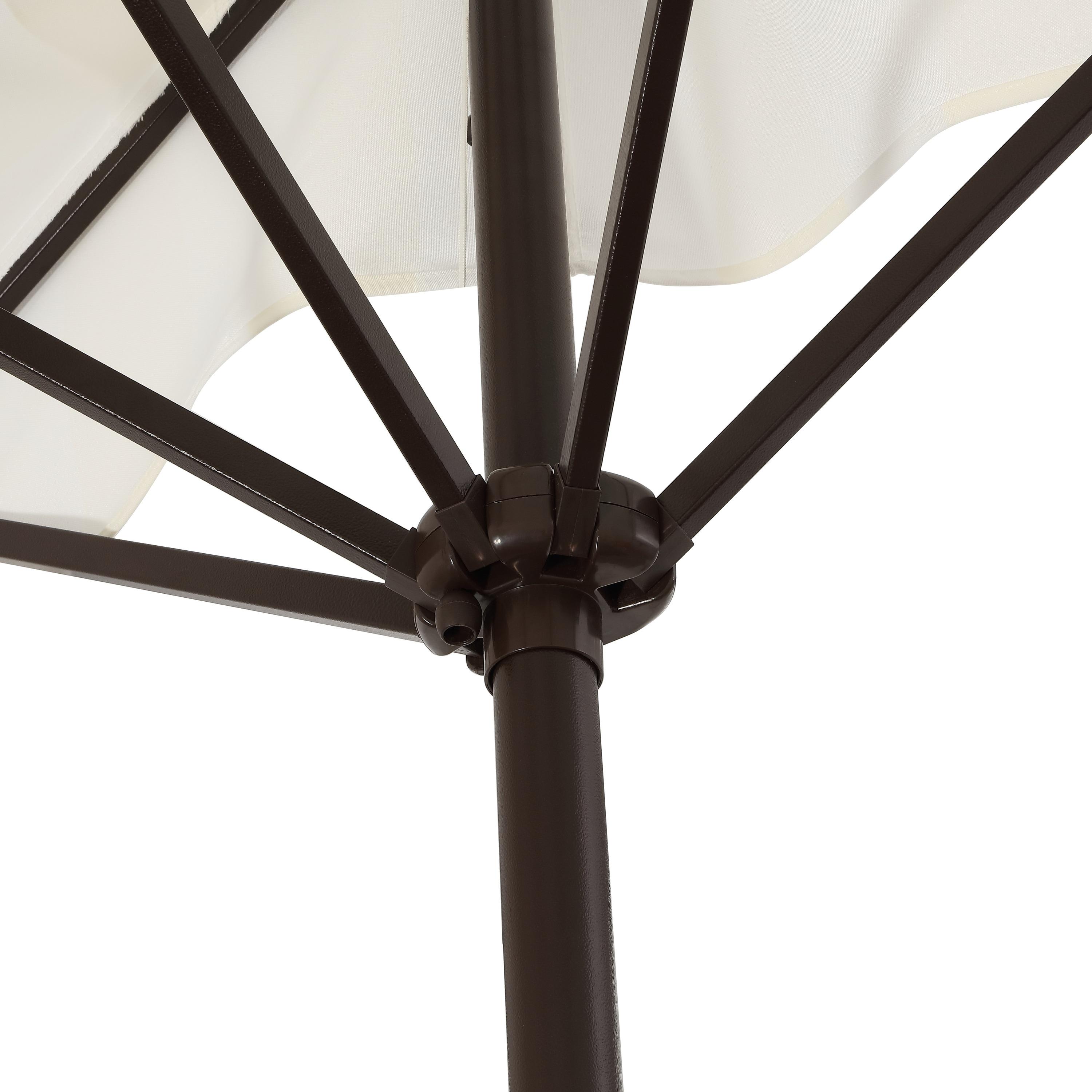 Arlmont & Co. Tasheba 9 ft. Classic Scalloped Fringe Half Market Patio Umbrella with Crank, and UV Protection