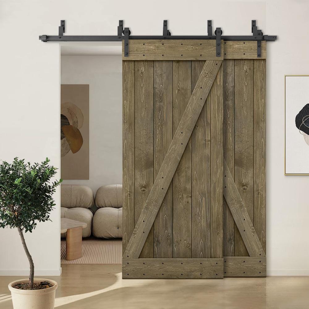Calhome 84'' Solid Wood Paneled Painted with Installation Hardware Kit Barn Door