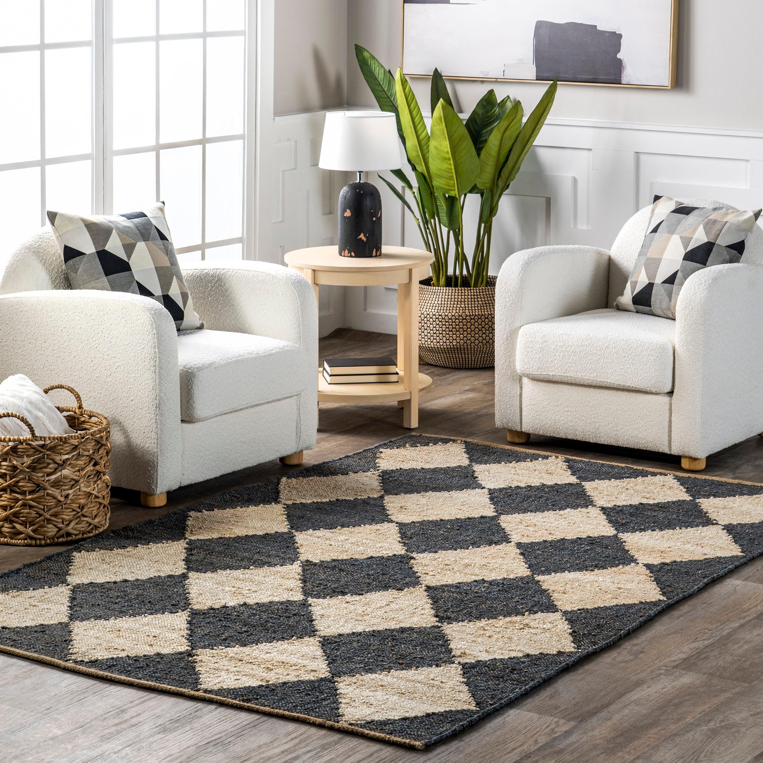 Nuloom Louie Diamond Checkerboard Jute Area Rug, 5' x 8', Charcoal