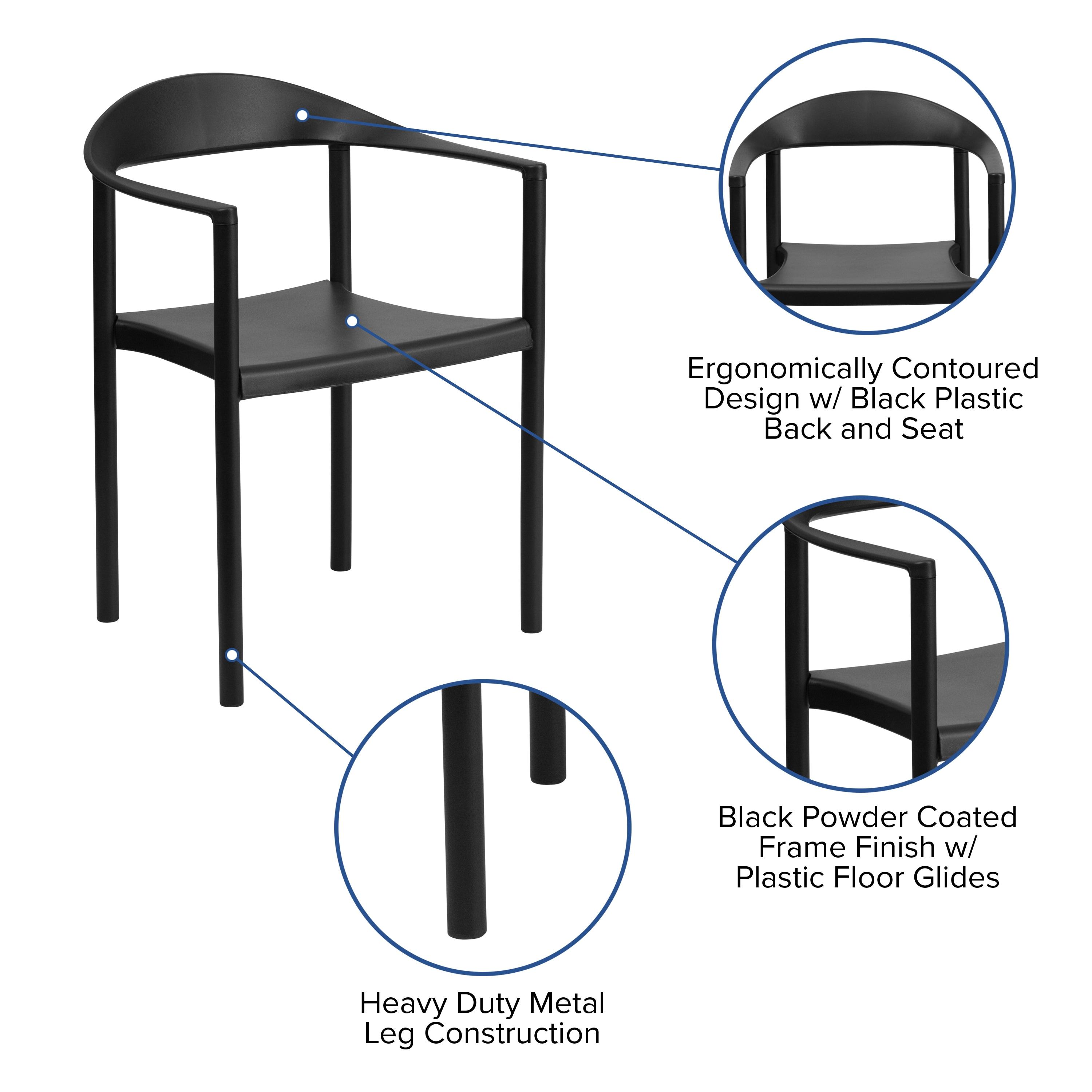 Flash Furniture HERCULES Series 1000 lb. Capacity Black Plastic Cafe Stack Chair