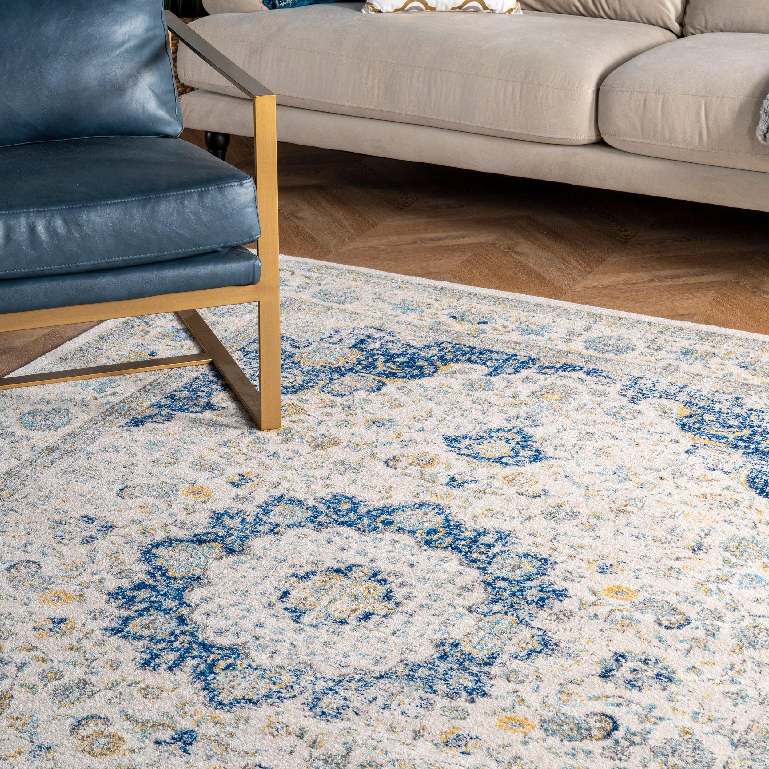 4' Verona Vintage Persian Style Round Area Rug Blue - nuLOOM: Medallion Pattern, Low Pile, Indoor Use, 100% Polypropylene