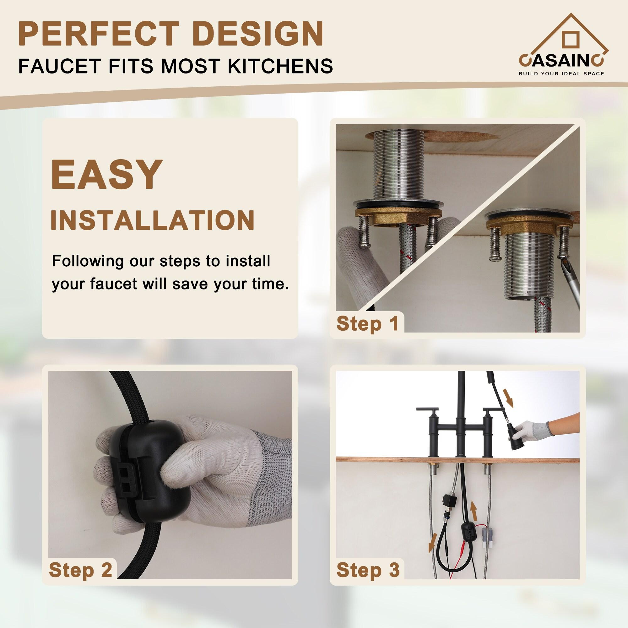 CASAINC 1.8 GPM Single-Handle Spring Pull-Down Kitchen Faucet Single Hole Faucet