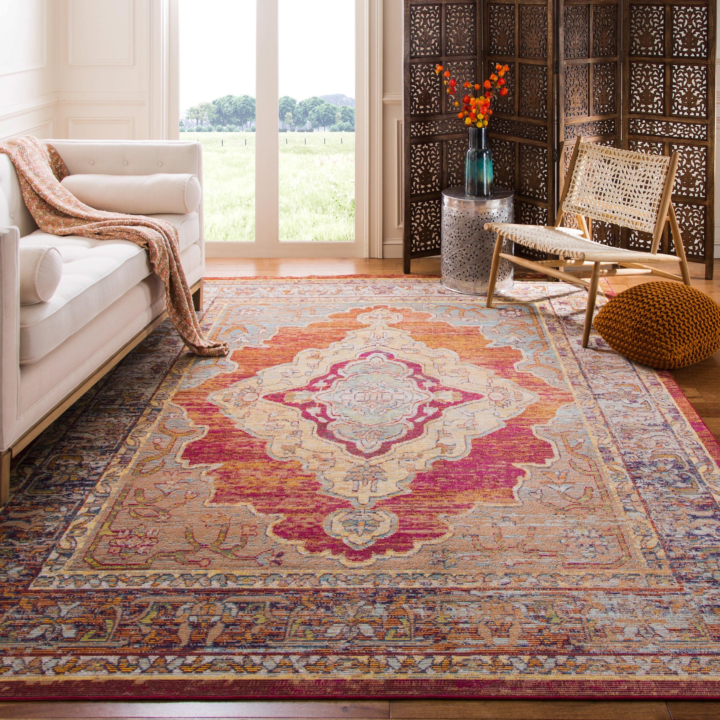 Crystal CRS500 Power Loomed Area Rug - Orange/Light Blue - 11'x16' - Safavieh.