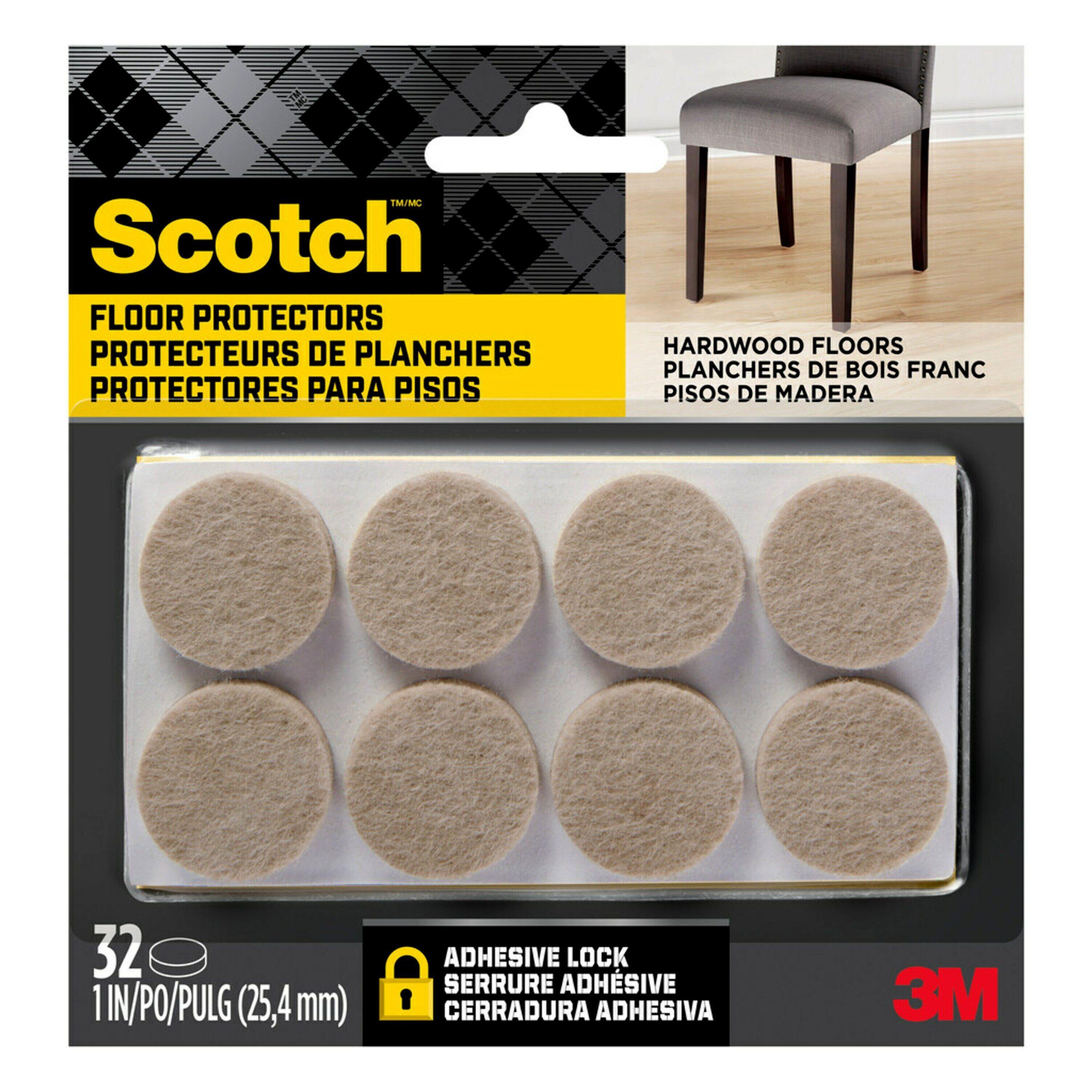 Scotch 1" 32pk Felt Pads Beige: Anti-Scratch Furniture & Chair Leg Protection, Floor Pad, 1" x 0.2" Felt, 32ct