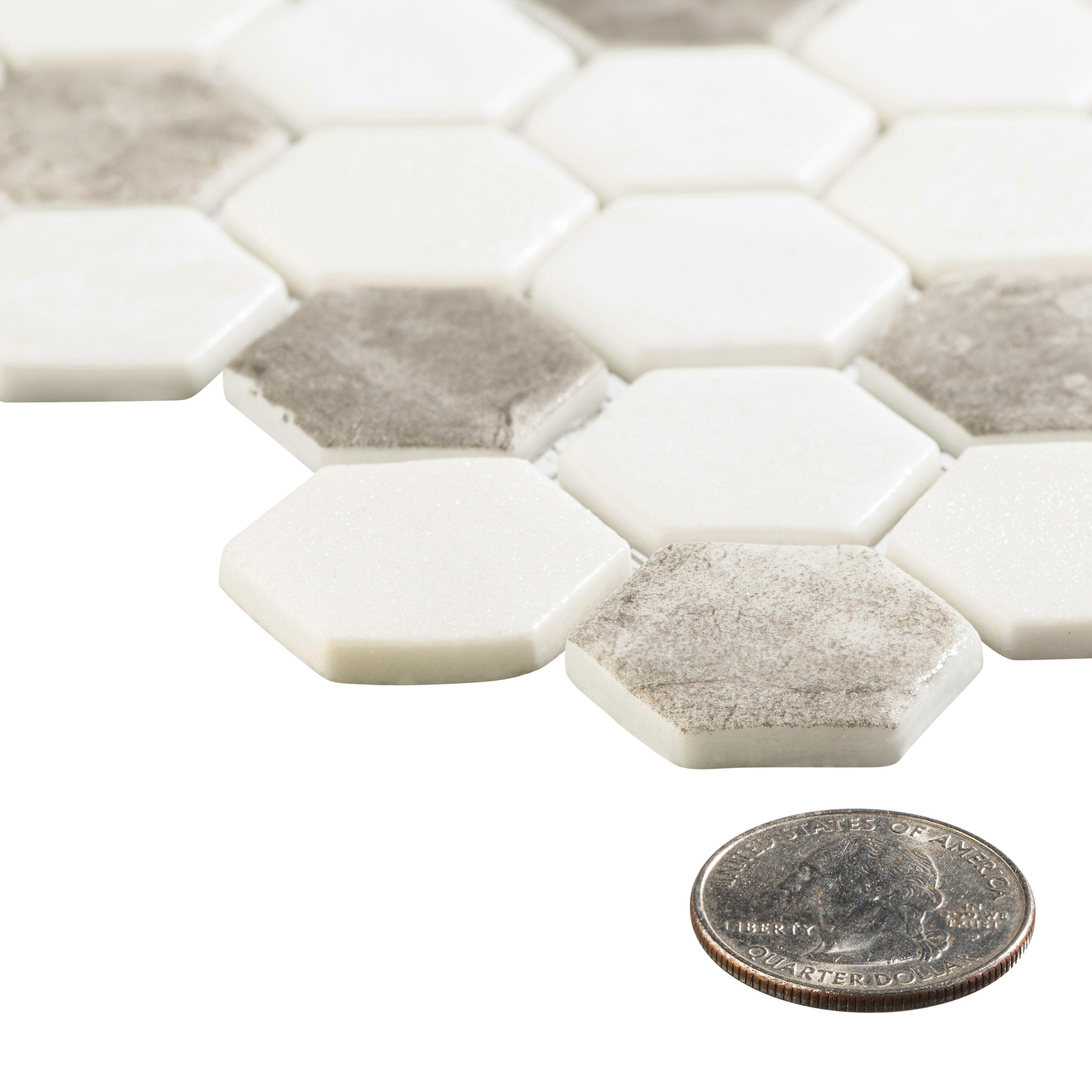 Trillions Hexagon Honeycomb Glass Mosaic Kitchen Backsplash, Bathroom, Shower, Pool, Wall and Floor Tile