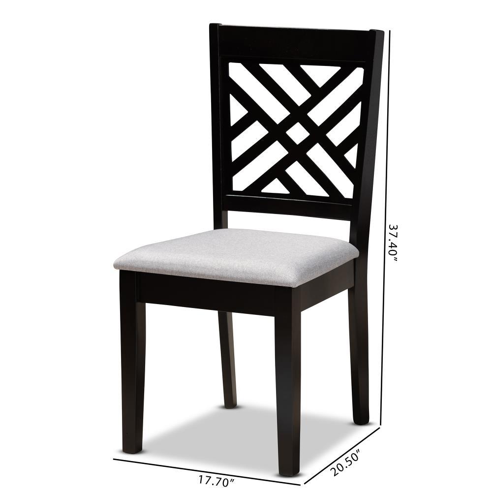 2pc Caron Upholstered Wood Dining Chair Set Sand Gray/Espresso - Baxton Studio