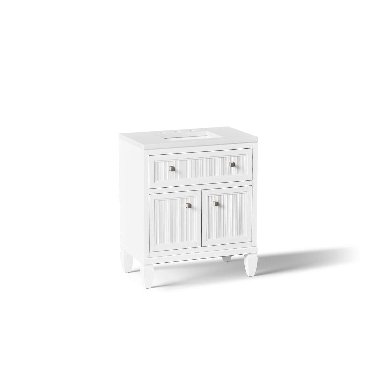 Hearthaven 30'' Free Standing Single Bathroom Vanity Cabinet with Sink and Quartz Top